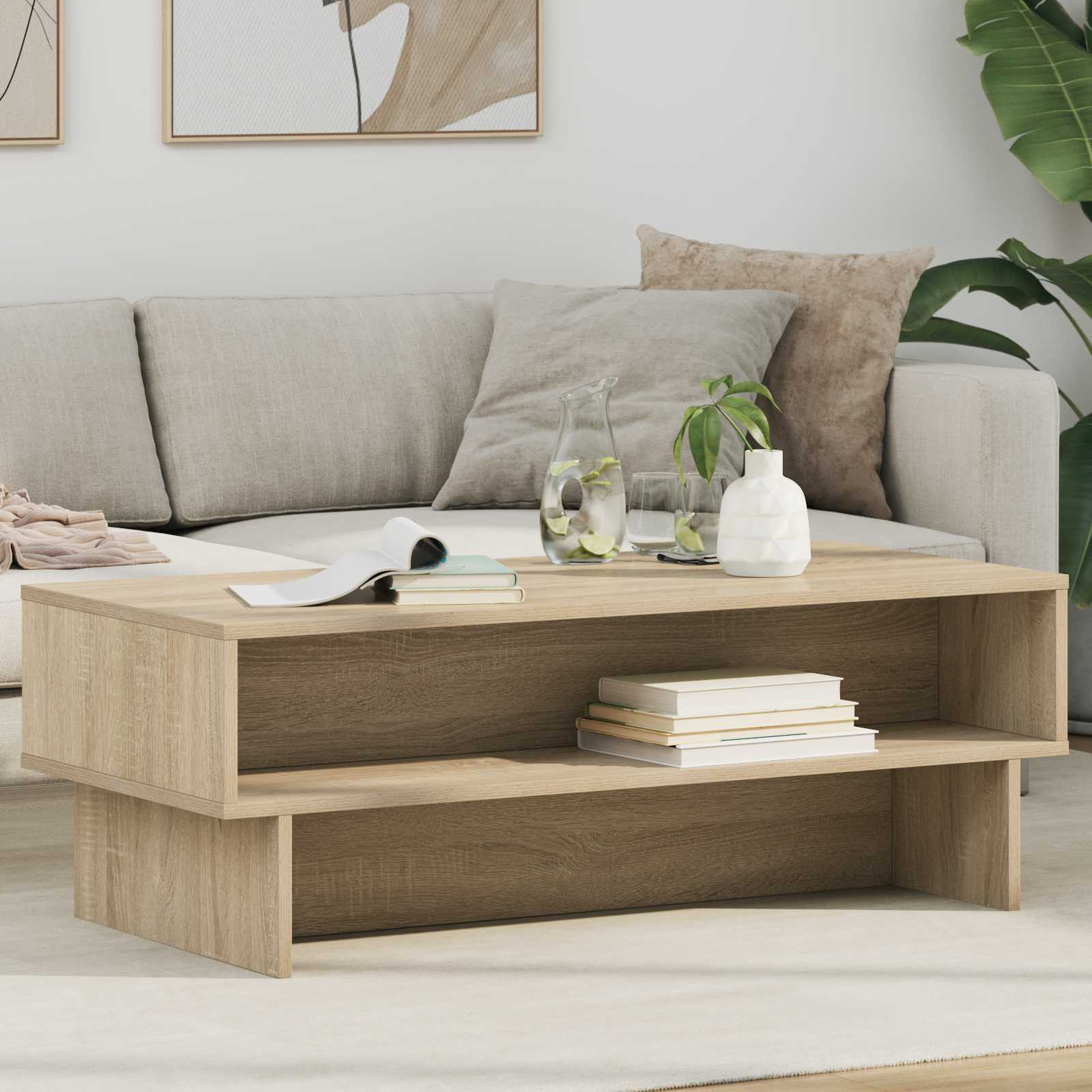 Salontafel Sonoma Eiken 100 x 46 x 35 cm Bewerkt hout is nu te koop bij PeponiXL, paradijselijk wonen!