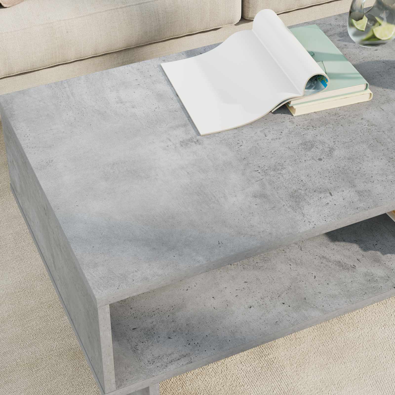 Salontafel Beton Grijs 100 x 46 x 35 cm Bewerkt hout is nu te koop bij PeponiXL, paradijselijk wonen!