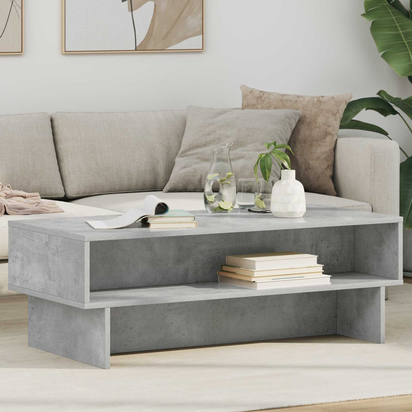 Salontafel Beton Grijs 100 x 46 x 35 cm Bewerkt hout is nu te koop bij PeponiXL, paradijselijk wonen!
