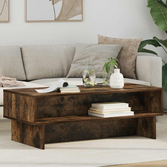 Salontafel Gerookt eiken 100 x 46 x 35 cm Bewerkt hout is nu te koop bij PeponiXL, paradijselijk wonen!