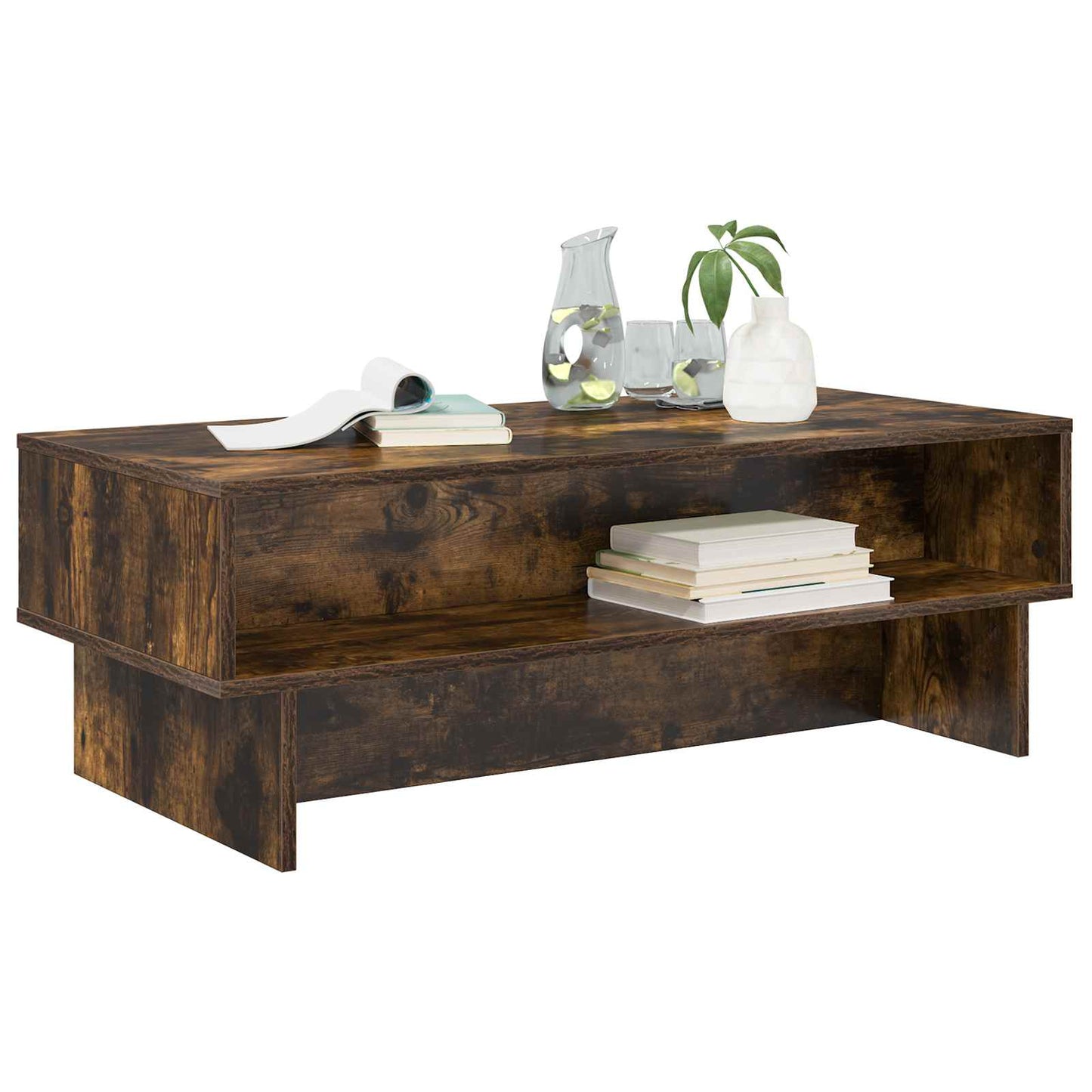 Salontafel Gerookt eiken 100 x 46 x 35 cm Bewerkt hout is nu te koop bij PeponiXL, paradijselijk wonen!