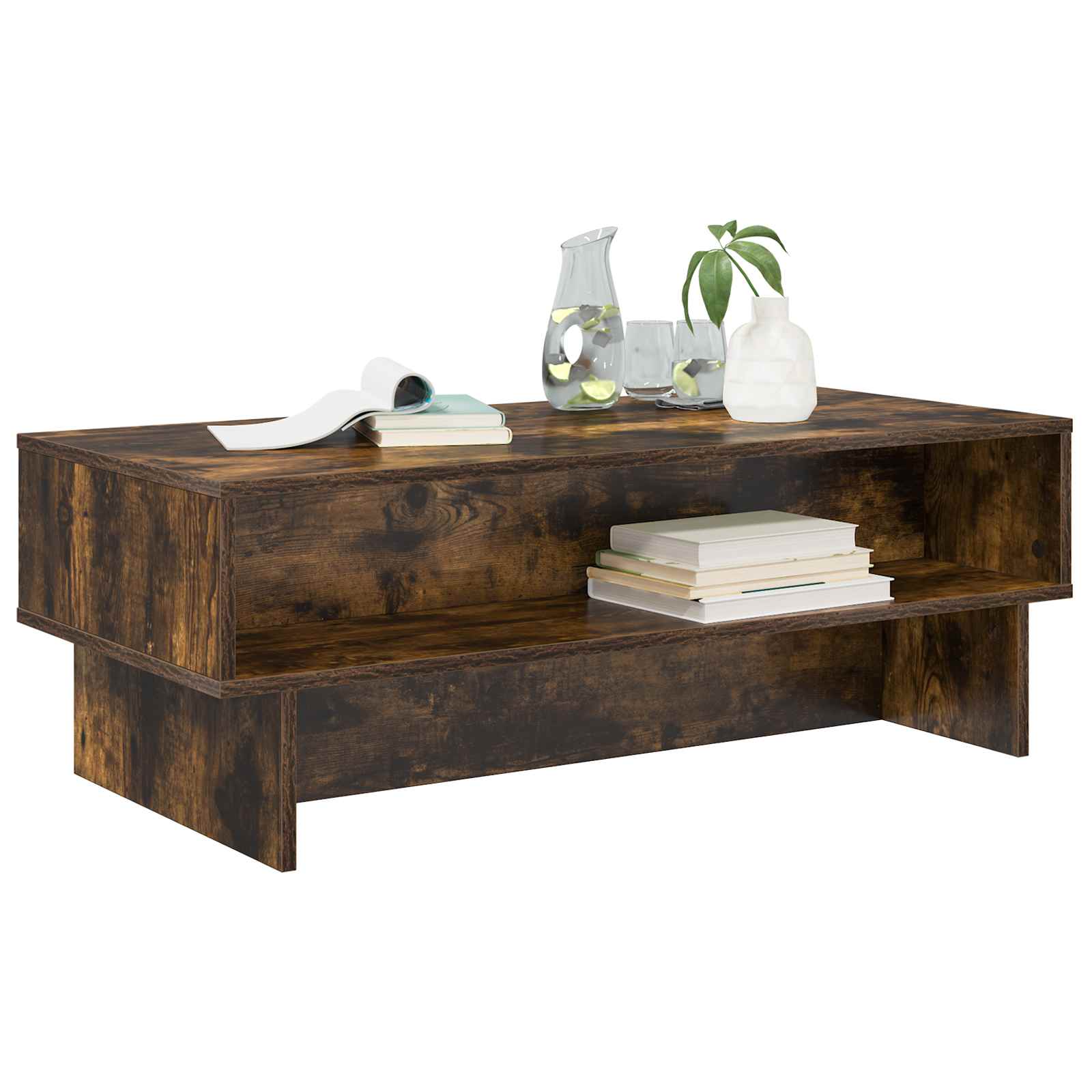 Salontafel Gerookt eiken 100 x 46 x 35 cm Bewerkt hout is nu te koop bij PeponiXL, paradijselijk wonen!