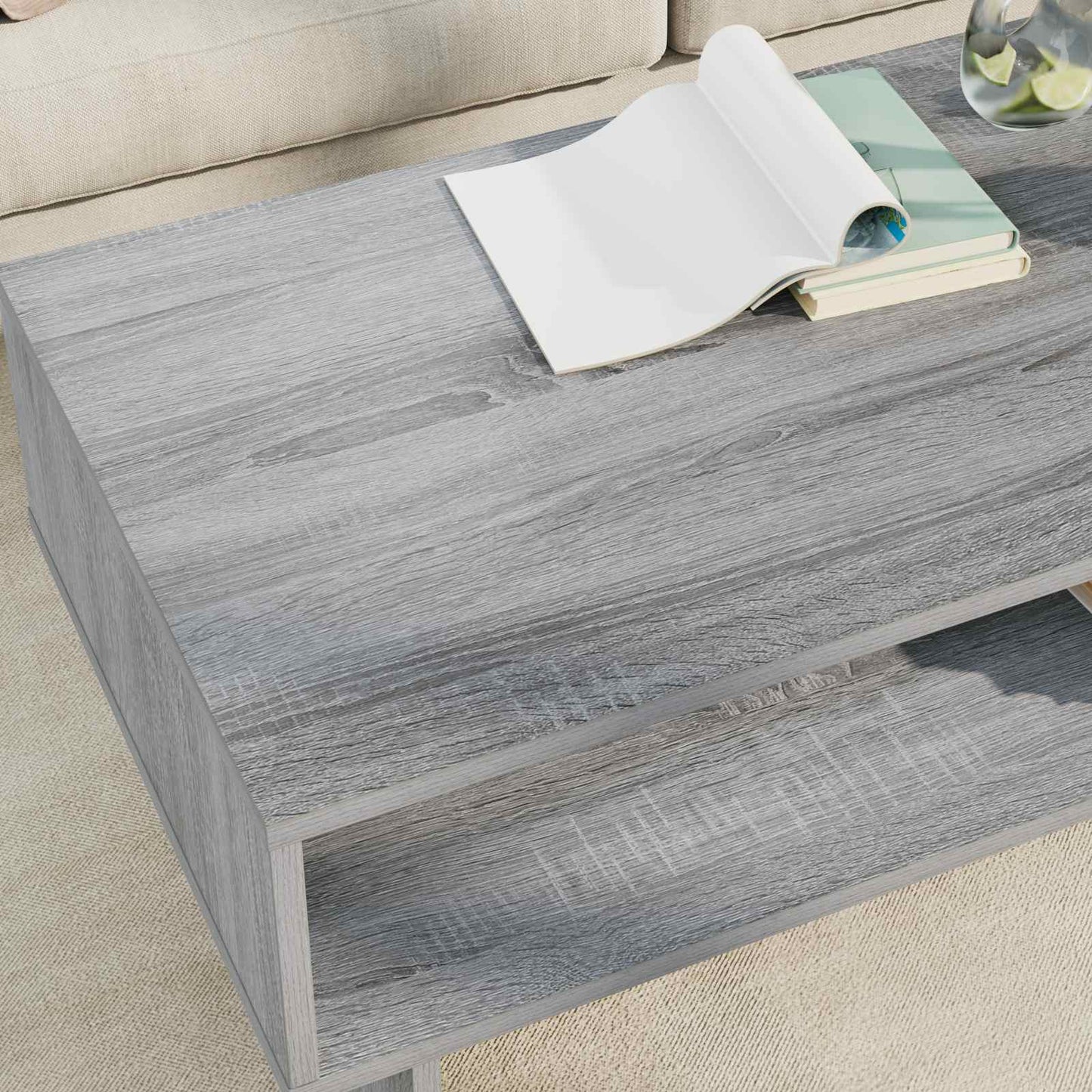 Salontafel Grijs Sonoma 100 x 46 x 35 cm Bewerkt hout is nu te koop bij PeponiXL, paradijselijk wonen!