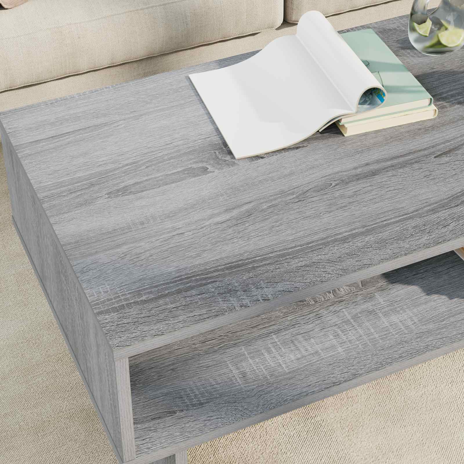 Salontafel Grijs Sonoma 100 x 46 x 35 cm Bewerkt hout is nu te koop bij PeponiXL, paradijselijk wonen!