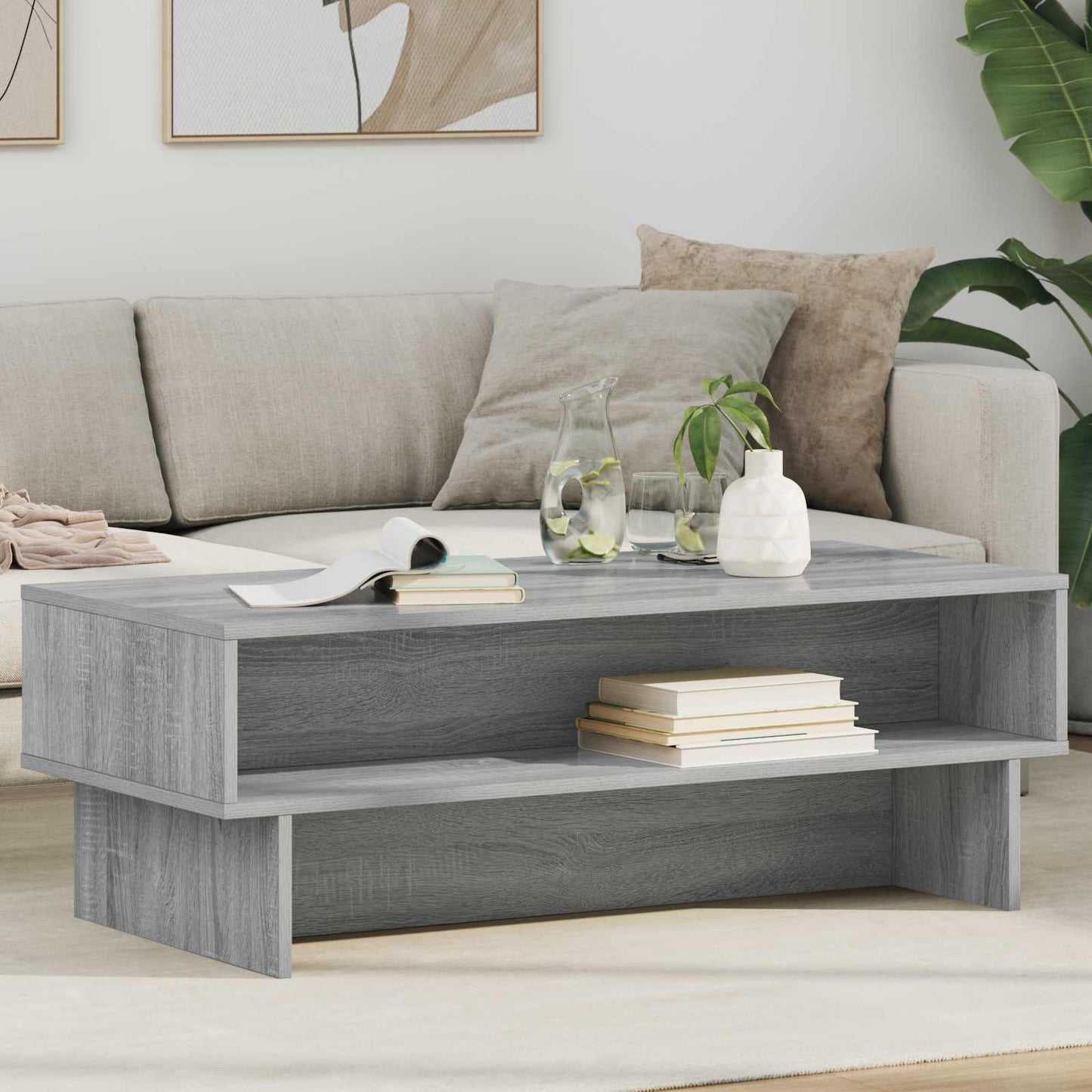 Salontafel Grijs Sonoma 100 x 46 x 35 cm Bewerkt hout is nu te koop bij PeponiXL, paradijselijk wonen!