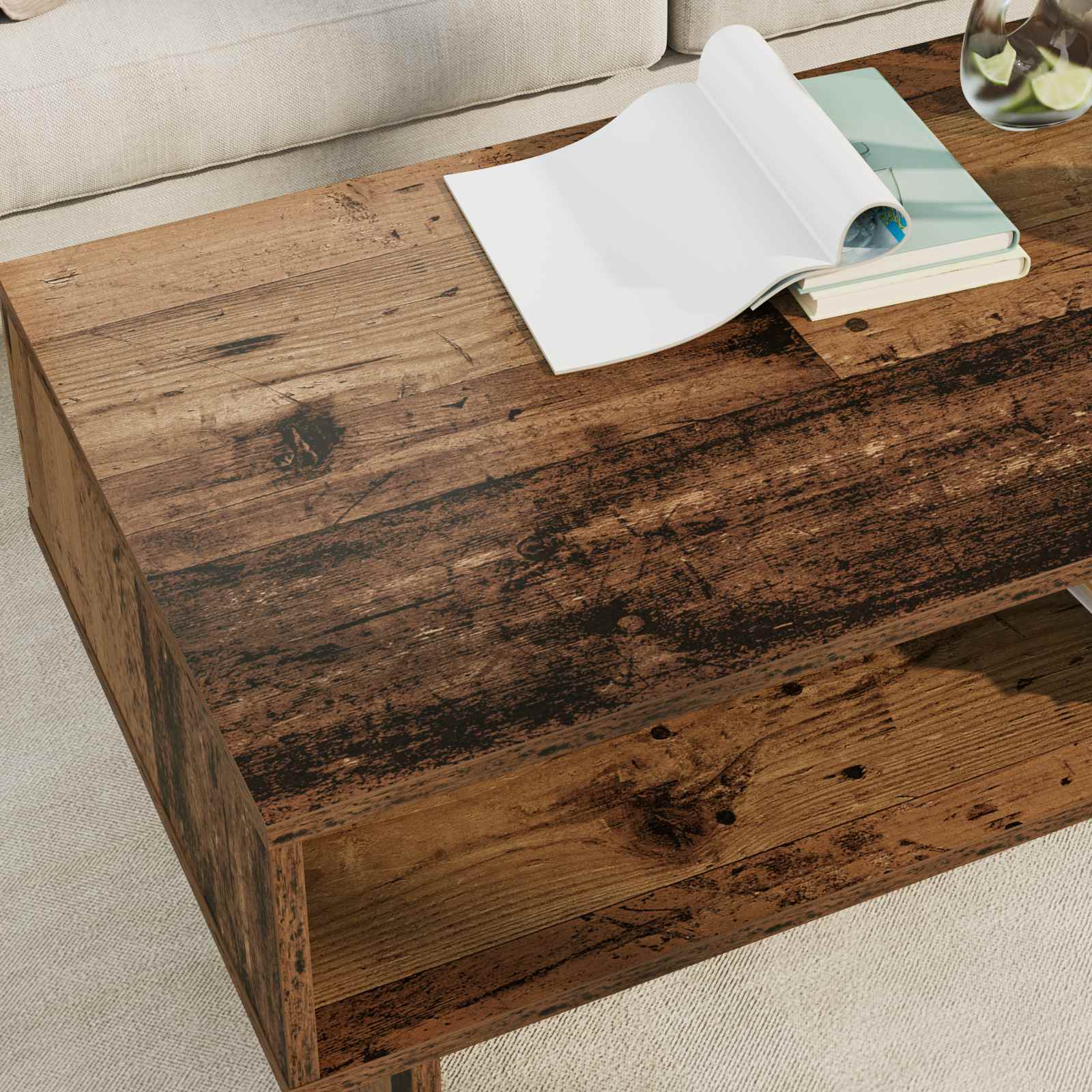 Salontafel Oudhout 100 x 46 x 35 cm Bewerkt hout is nu te koop bij PeponiXL, paradijselijk wonen!