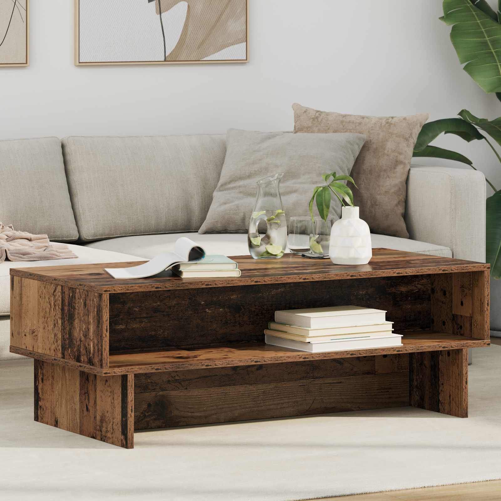 Salontafel Oudhout 100 x 46 x 35 cm Bewerkt hout is nu te koop bij PeponiXL, paradijselijk wonen!