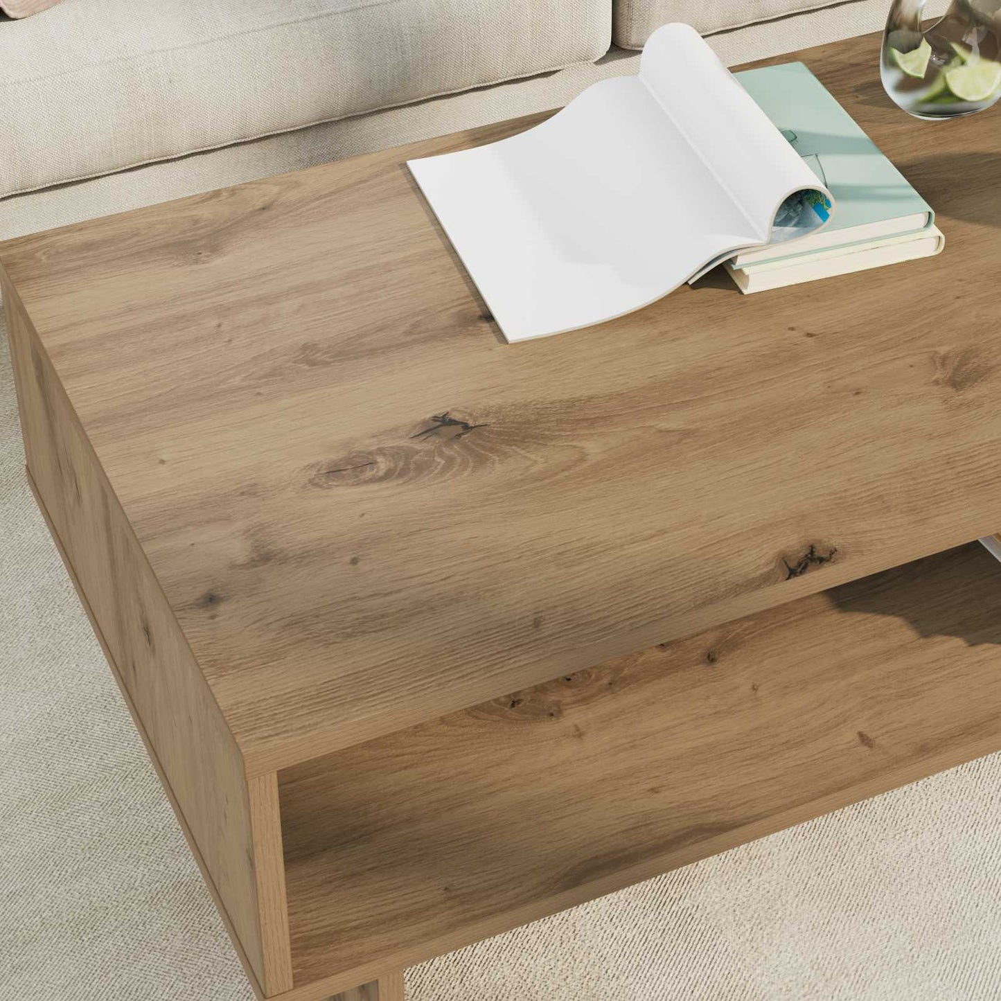 Salontafel Artisan Eiken 100 x 46 x 35 cm Bewerkt hout is nu te koop bij PeponiXL, paradijselijk wonen!
