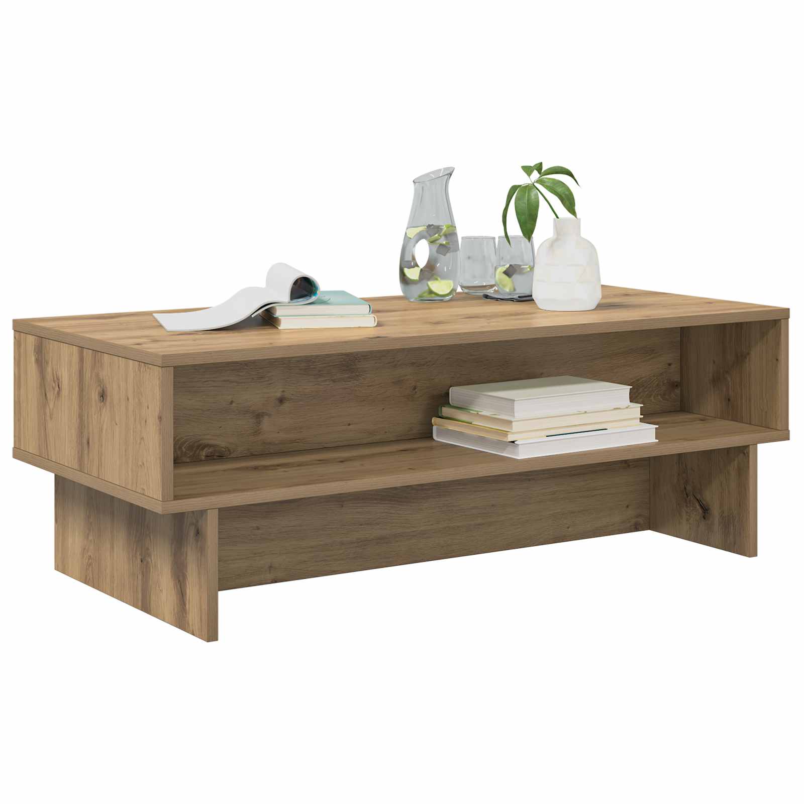 Salontafel Artisan Eiken 100 x 46 x 35 cm Bewerkt hout is nu te koop bij PeponiXL, paradijselijk wonen!