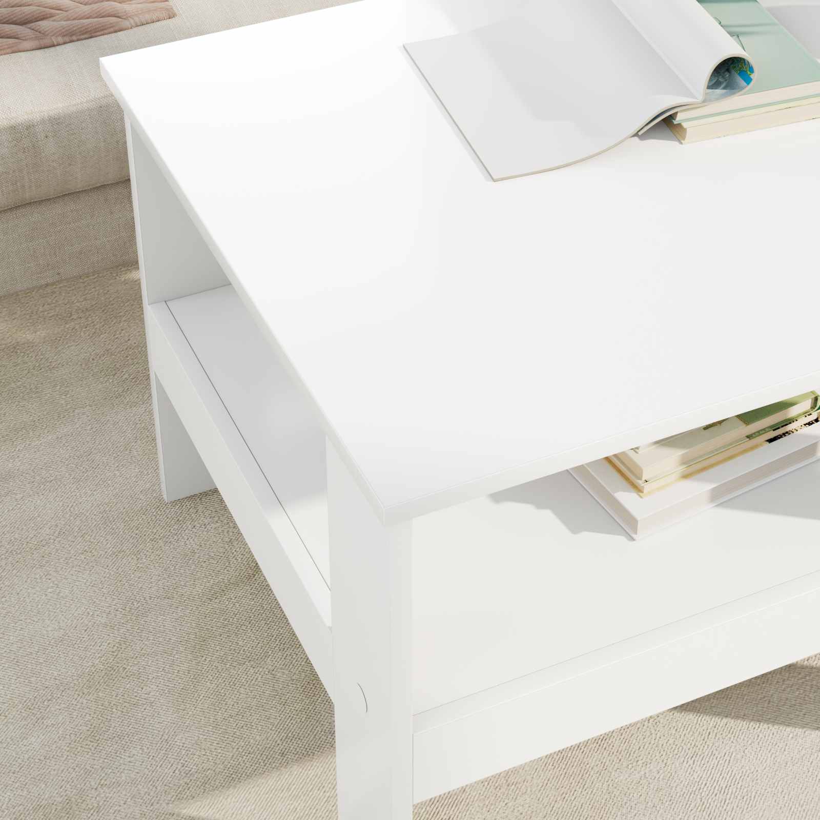 Salontafel Wit 57 x 55 x 45 cm Bewerkt hout is nu te koop bij PeponiXL, paradijselijk wonen!