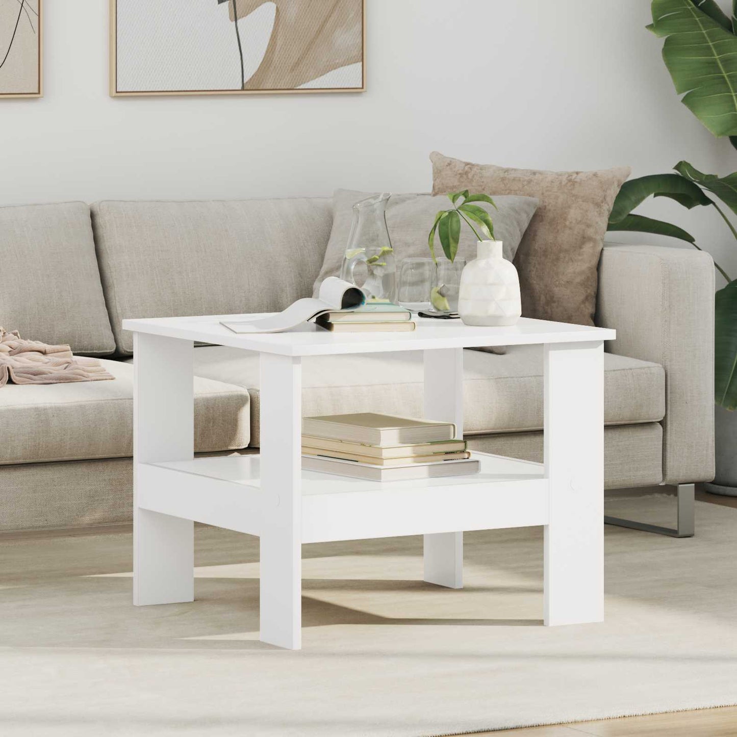 Salontafel Wit 57 x 55 x 45 cm Bewerkt hout is nu te koop bij PeponiXL, paradijselijk wonen!