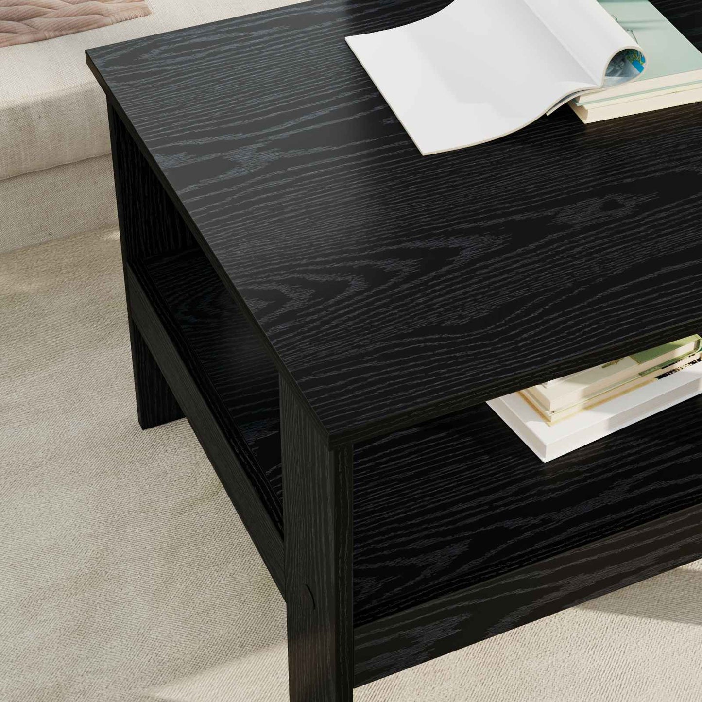 Salontafel Zwart Eiken 57 x 55 x 45 cm Bewerkt hout is nu te koop bij PeponiXL, paradijselijk wonen!