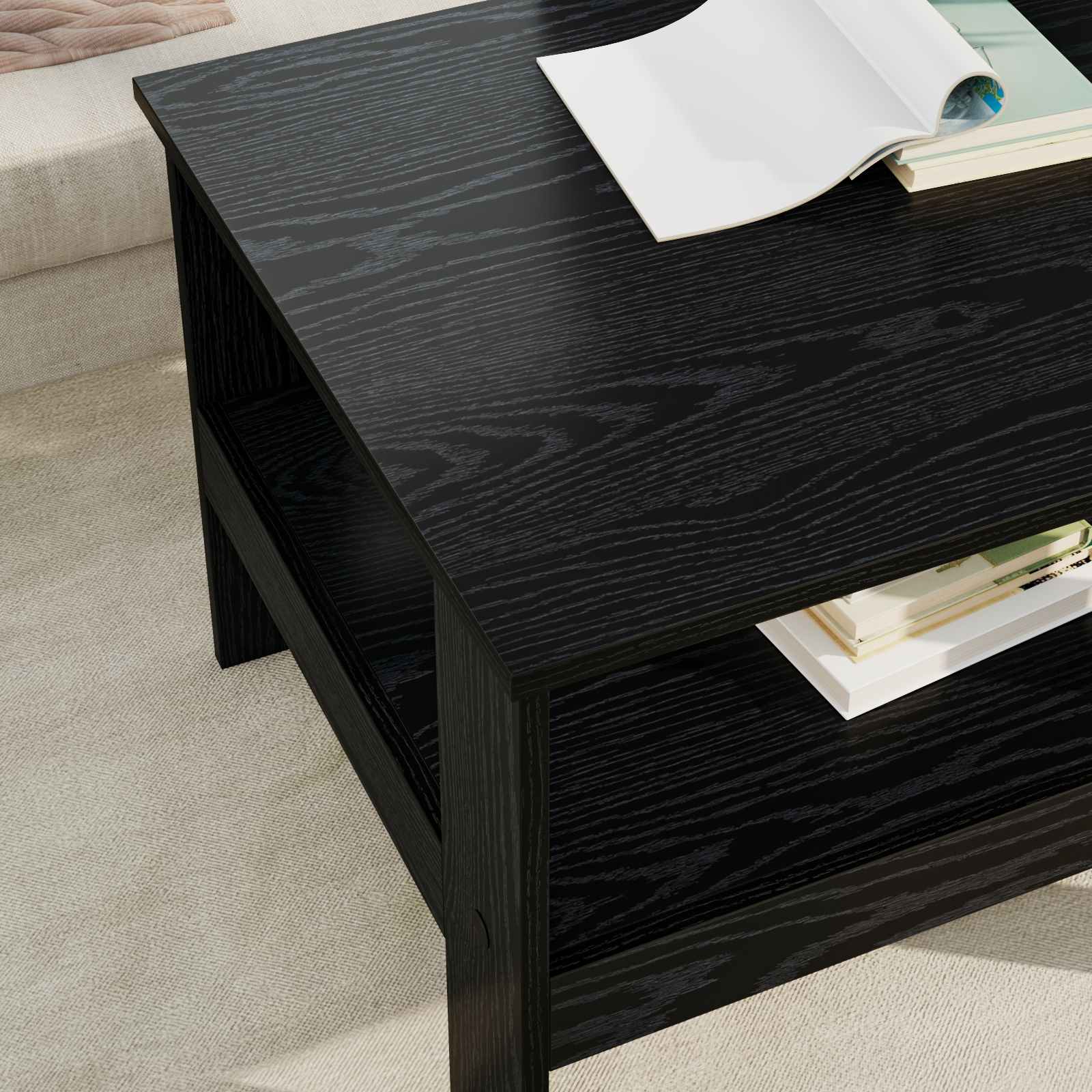 Salontafel Zwart Eiken 57 x 55 x 45 cm Bewerkt hout is nu te koop bij PeponiXL, paradijselijk wonen!