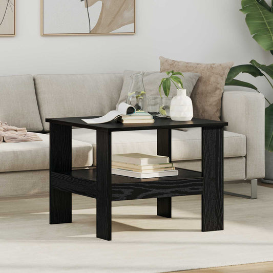 Salontafel Zwart Eiken 57 x 55 x 45 cm Bewerkt hout is nu te koop bij PeponiXL, paradijselijk wonen!
