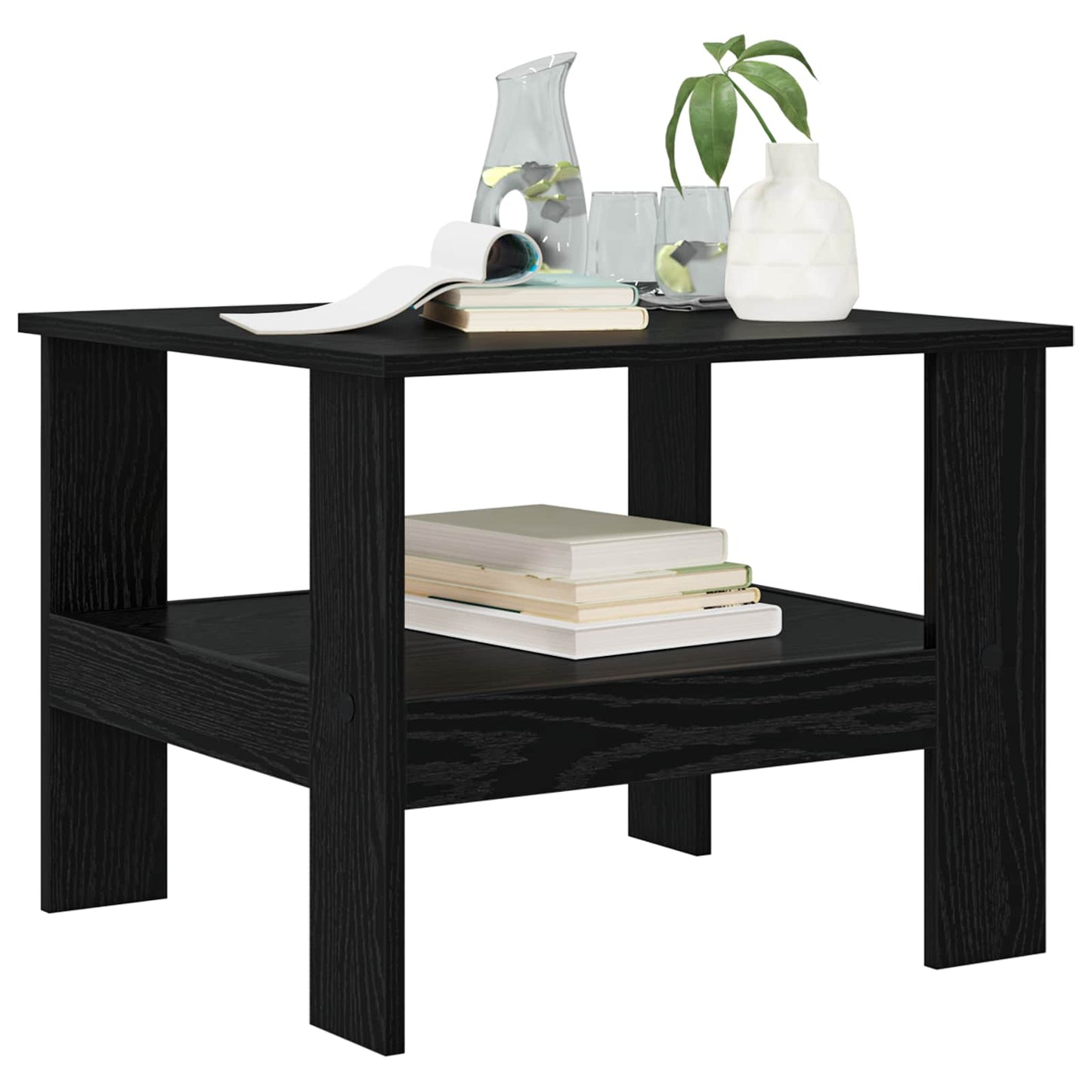 Salontafel Zwart Eiken 57 x 55 x 45 cm Bewerkt hout is nu te koop bij PeponiXL, paradijselijk wonen!