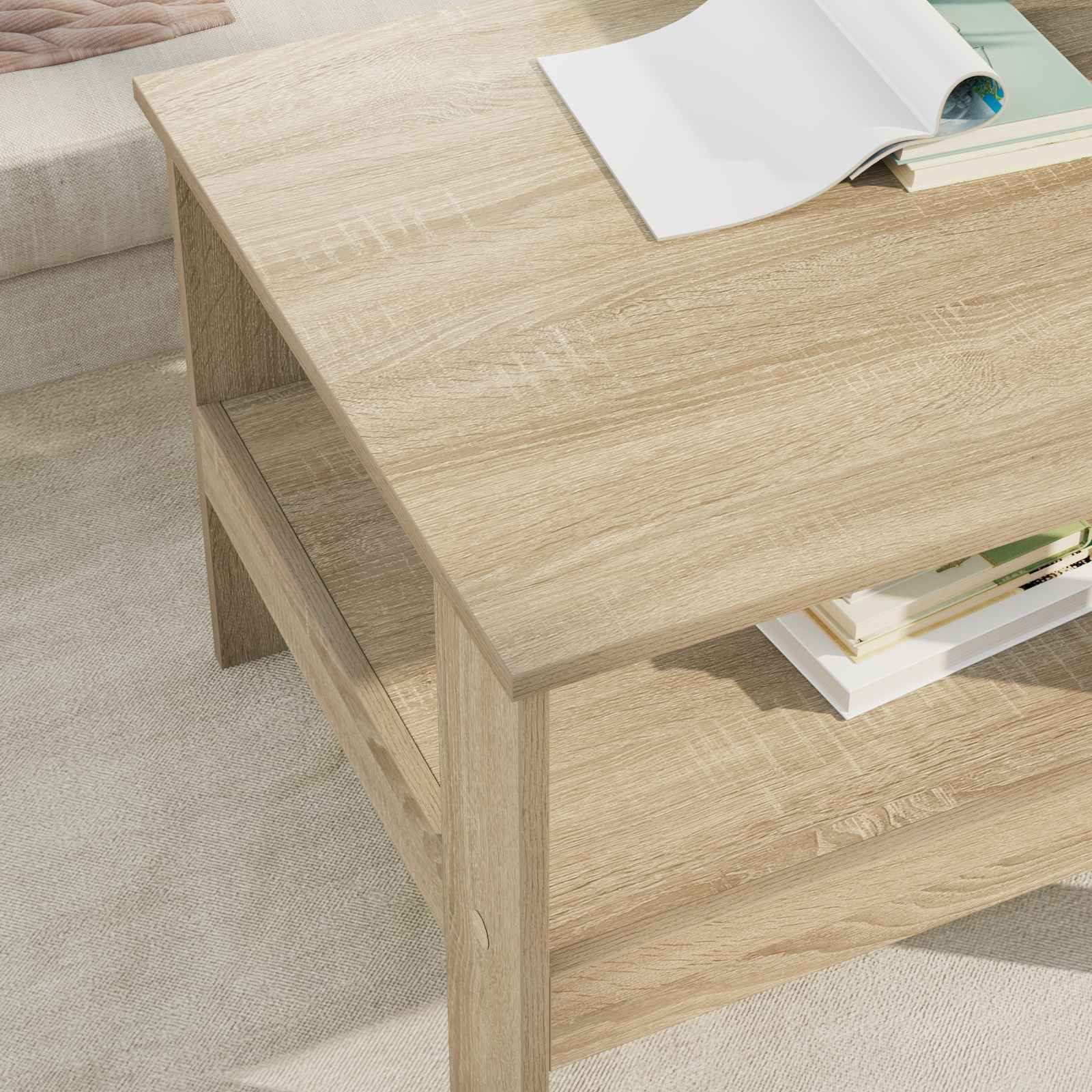 Salontafel Sonoma Eiken 57 x 55 x 45 cm Bewerkt hout is nu te koop bij PeponiXL, paradijselijk wonen!