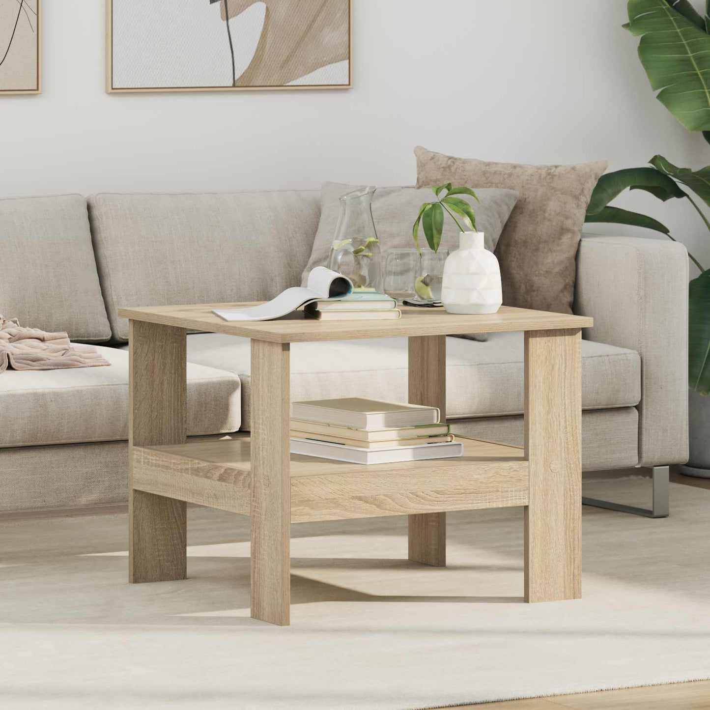 Salontafel Sonoma Eiken 57 x 55 x 45 cm Bewerkt hout is nu te koop bij PeponiXL, paradijselijk wonen!