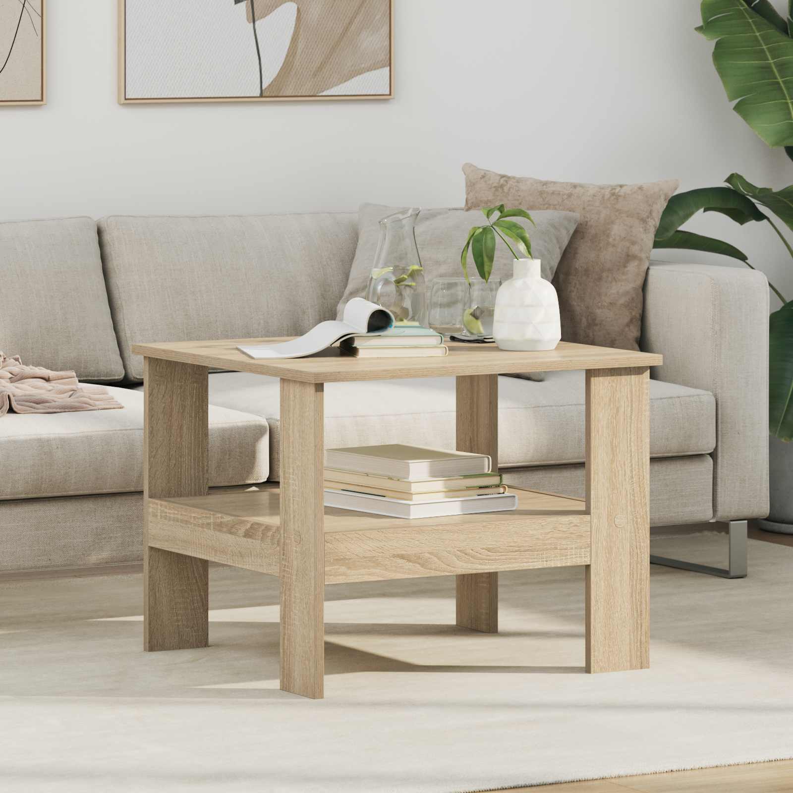 Salontafel Sonoma Eiken 57 x 55 x 45 cm Bewerkt hout is nu te koop bij PeponiXL, paradijselijk wonen!
