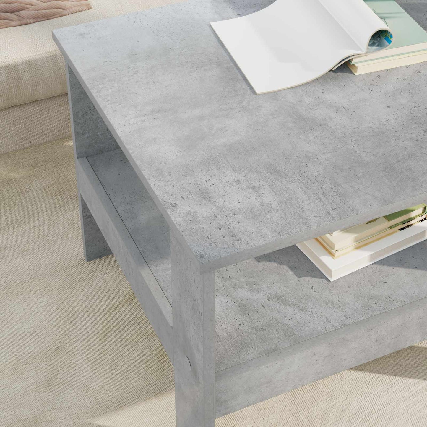 Salontafel Beton Grijs 57 x 55 x 45 cm Bewerkt hout is nu te koop bij PeponiXL, paradijselijk wonen!