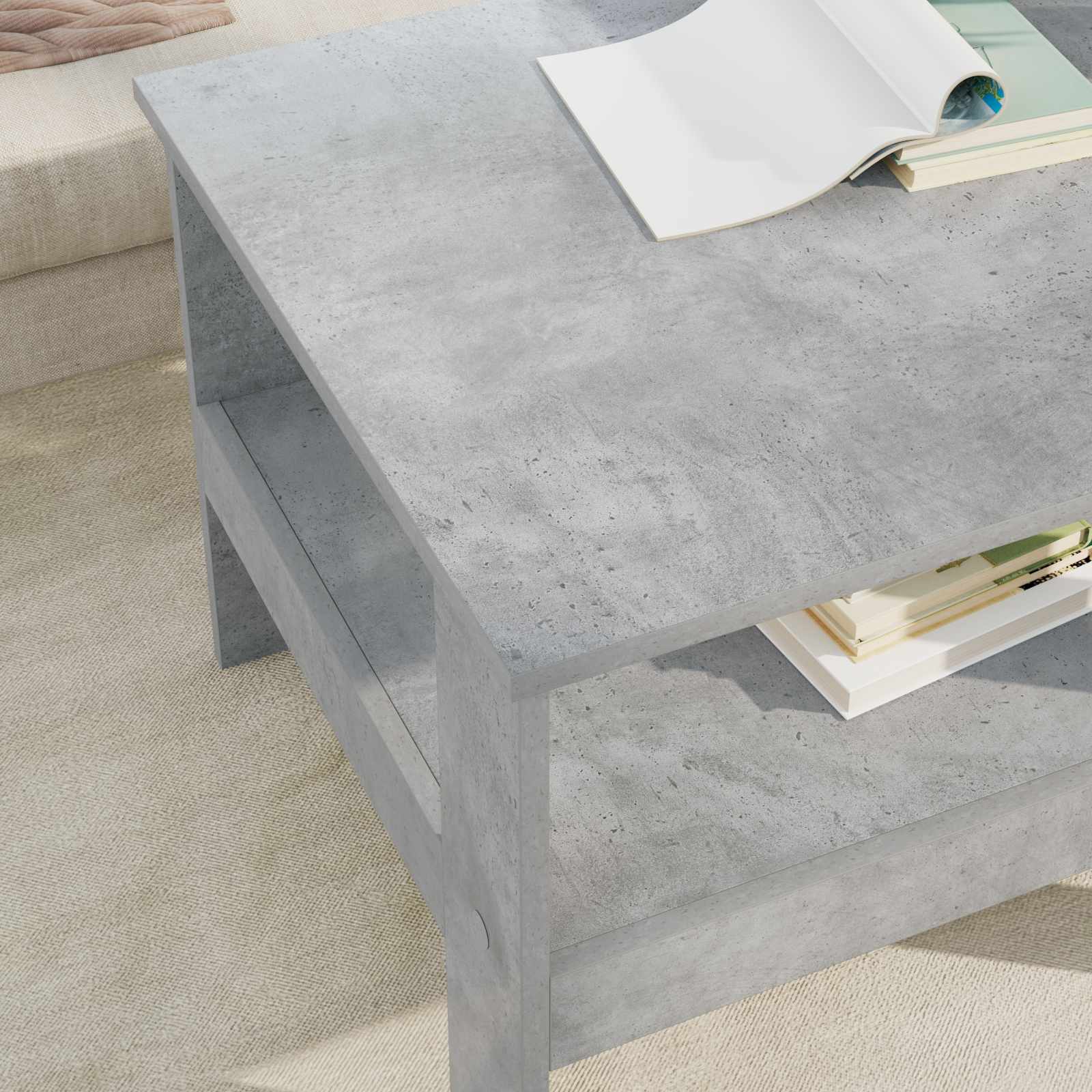 Salontafel Beton Grijs 57 x 55 x 45 cm Bewerkt hout is nu te koop bij PeponiXL, paradijselijk wonen!