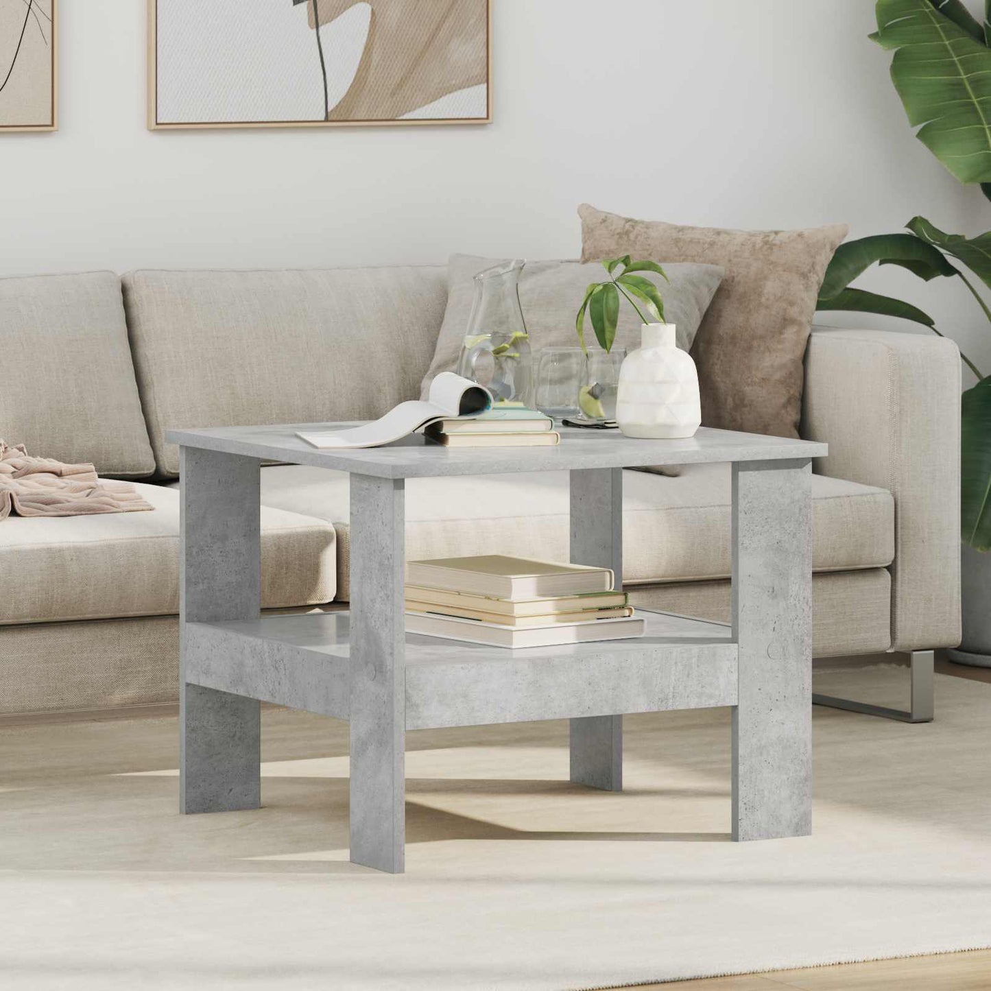 Salontafel Beton Grijs 57 x 55 x 45 cm Bewerkt hout is nu te koop bij PeponiXL, paradijselijk wonen!