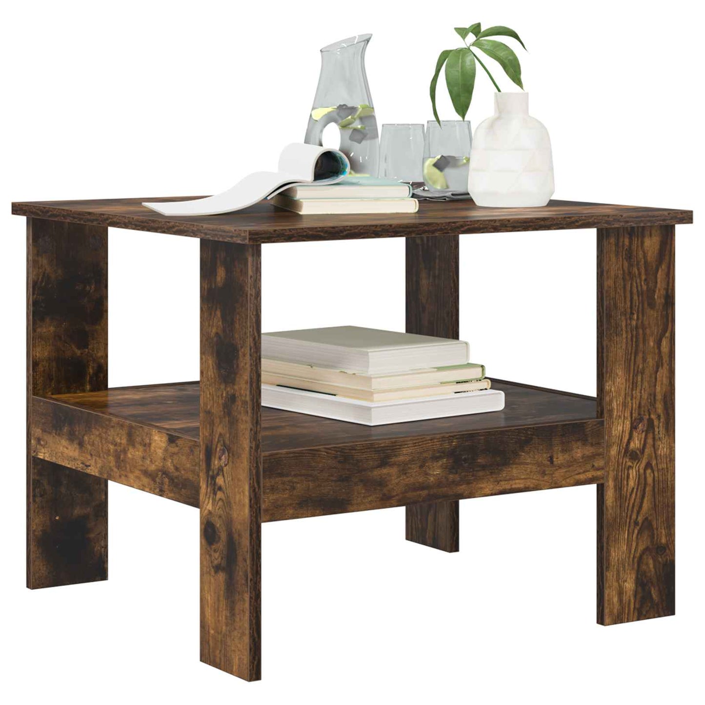 Salontafel Gerookt eiken 57 x 55 x 45 cm Bewerkt hout is nu te koop bij PeponiXL, paradijselijk wonen!