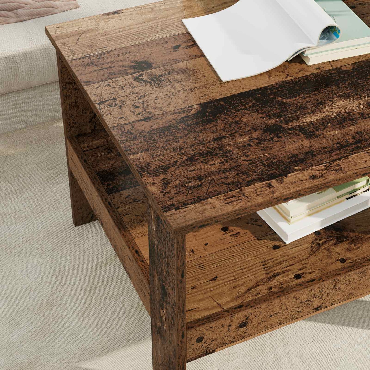Salontafel Oudhout 57 x 55 x 45 cm Bewerkt hout is nu te koop bij PeponiXL, paradijselijk wonen!