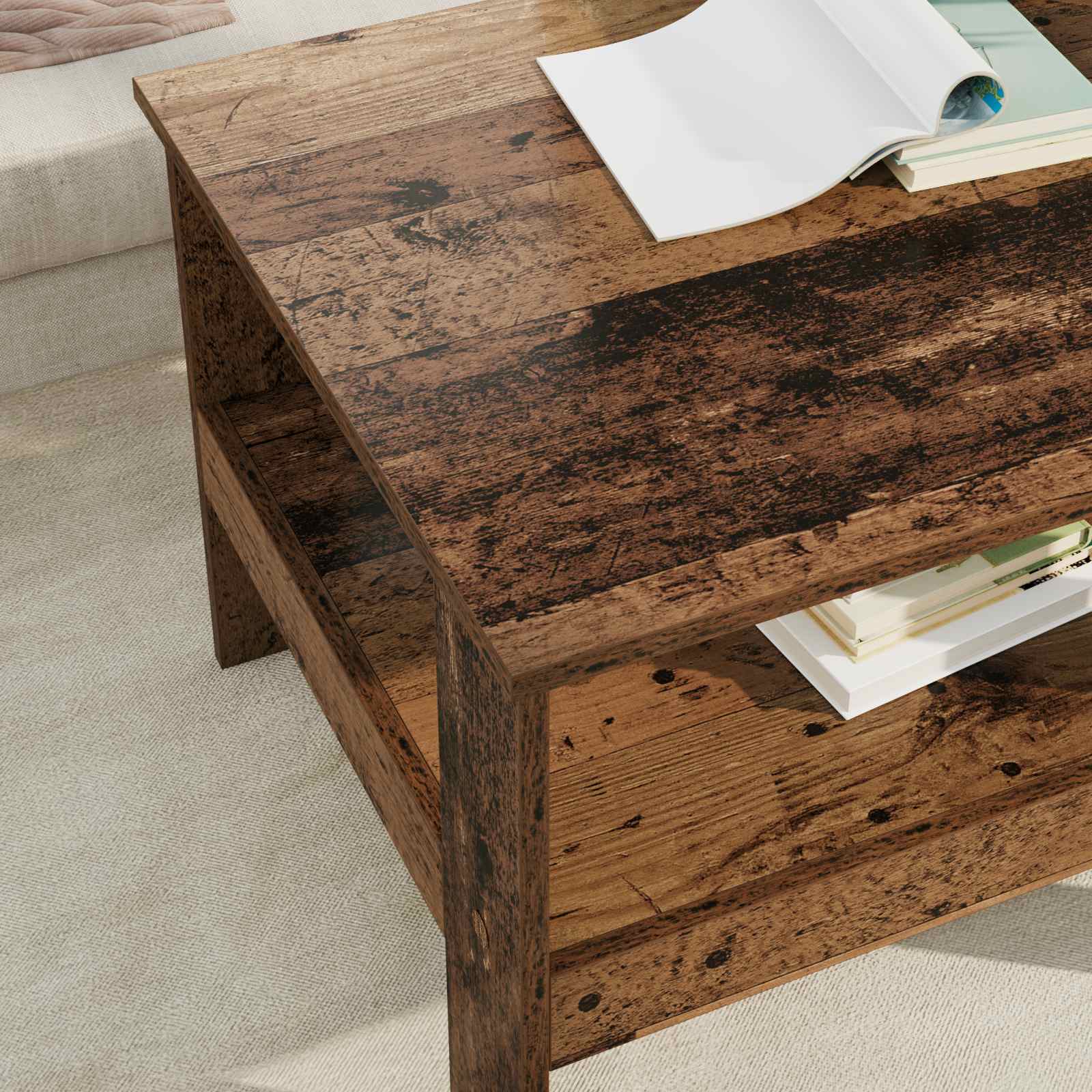 Salontafel Oudhout 57 x 55 x 45 cm Bewerkt hout is nu te koop bij PeponiXL, paradijselijk wonen!