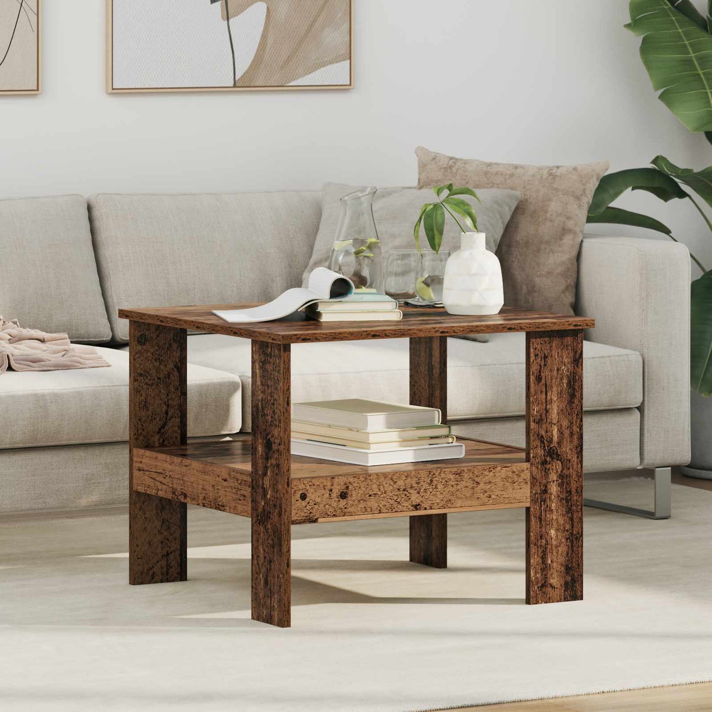 Salontafel Oudhout 57 x 55 x 45 cm Bewerkt hout is nu te koop bij PeponiXL, paradijselijk wonen!