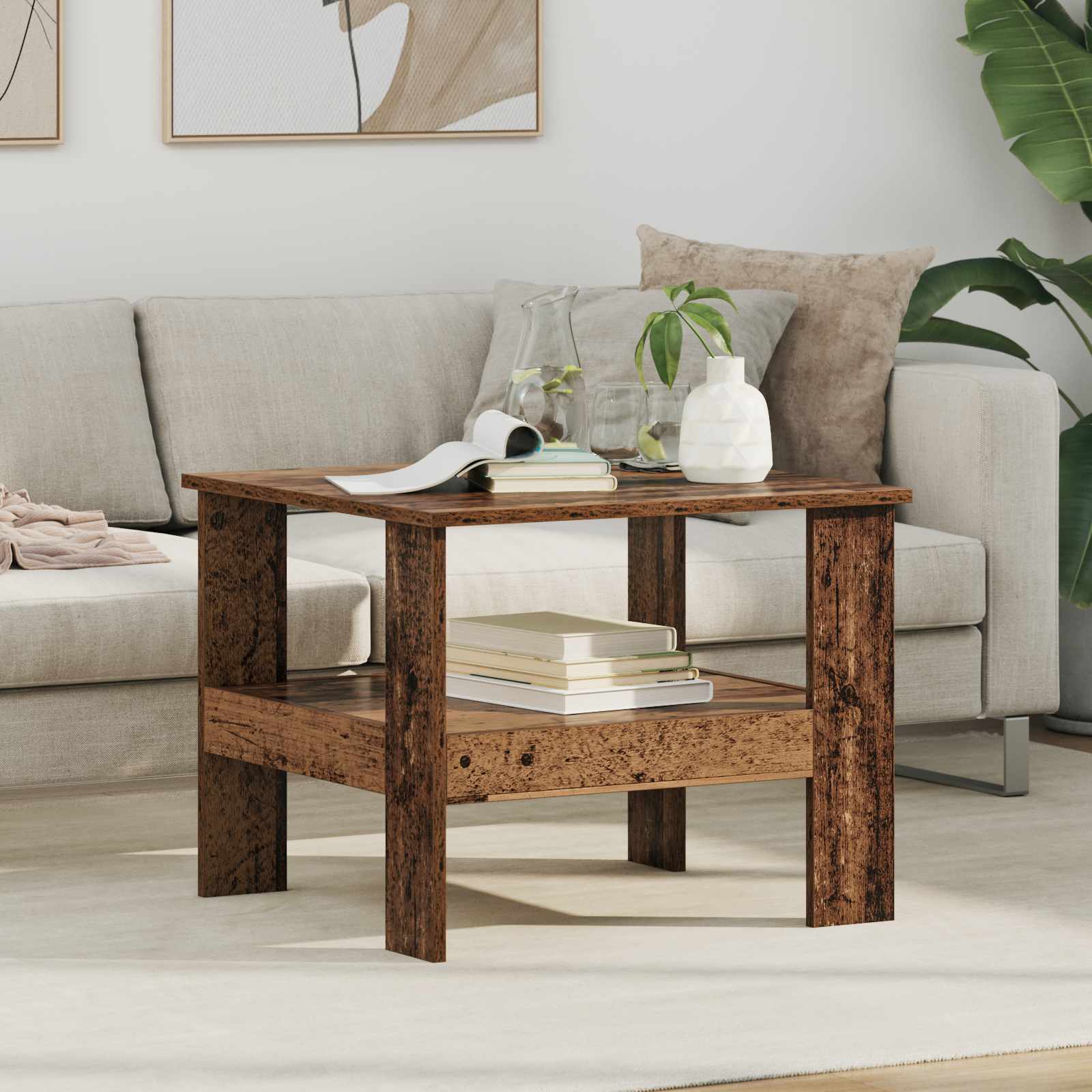 Salontafel Oudhout 57 x 55 x 45 cm Bewerkt hout is nu te koop bij PeponiXL, paradijselijk wonen!