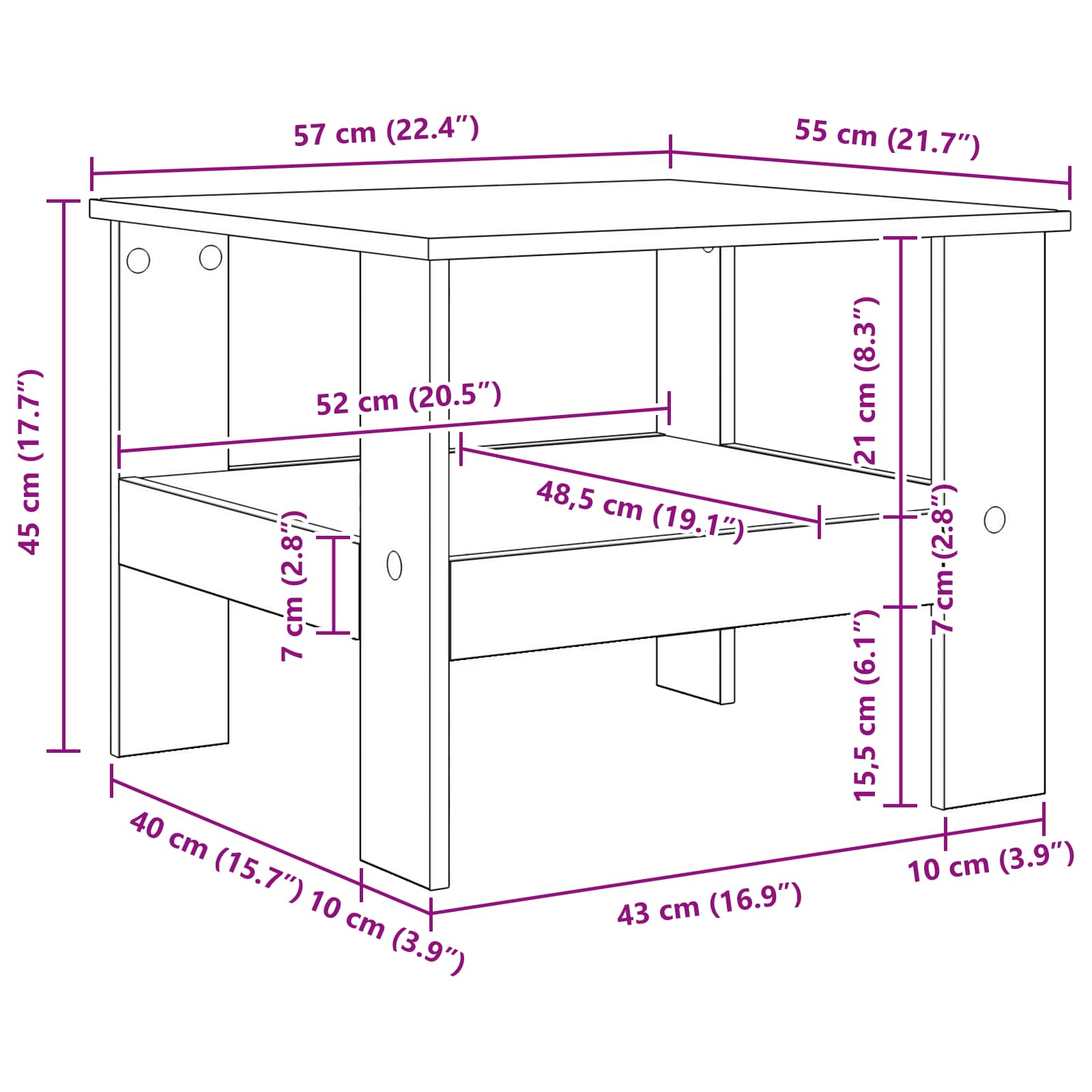 Salontafel Oudhout 57 x 55 x 45 cm Bewerkt hout is nu te koop bij PeponiXL, paradijselijk wonen!