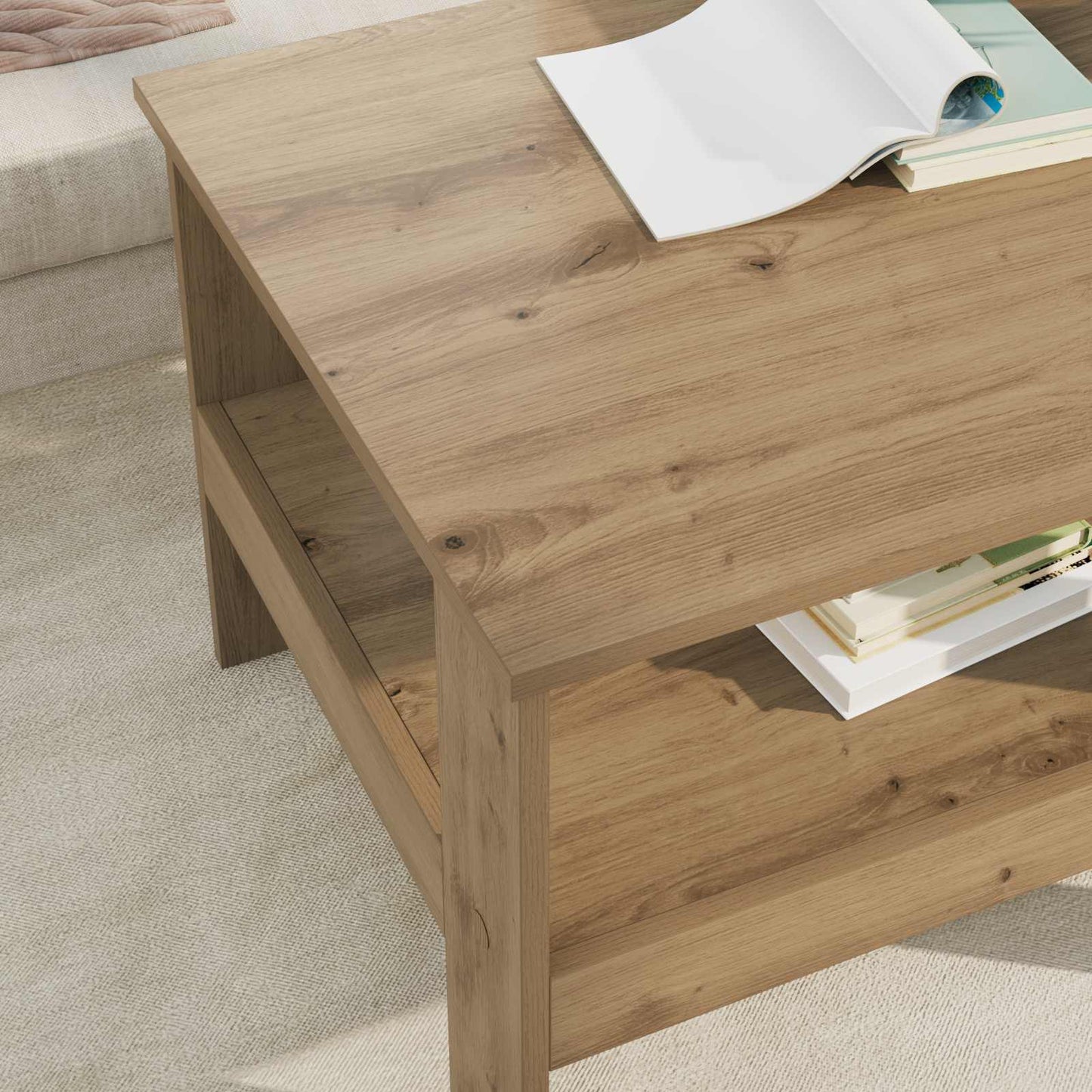 Salontafel Artisan Eiken 57 x 55 x 45 cm Bewerkt hout is nu te koop bij PeponiXL, paradijselijk wonen!