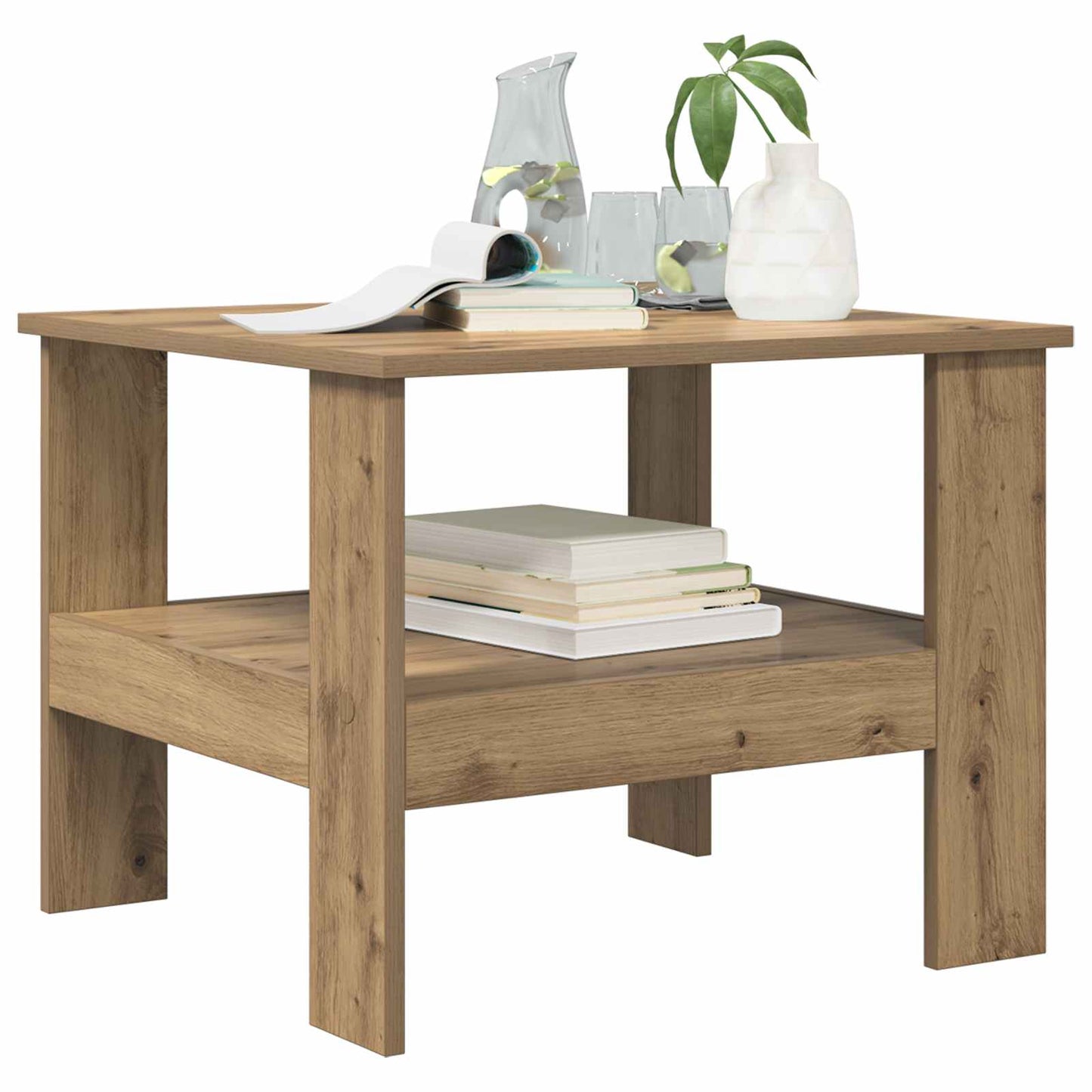 Salontafel Artisan Eiken 57 x 55 x 45 cm Bewerkt hout is nu te koop bij PeponiXL, paradijselijk wonen!
