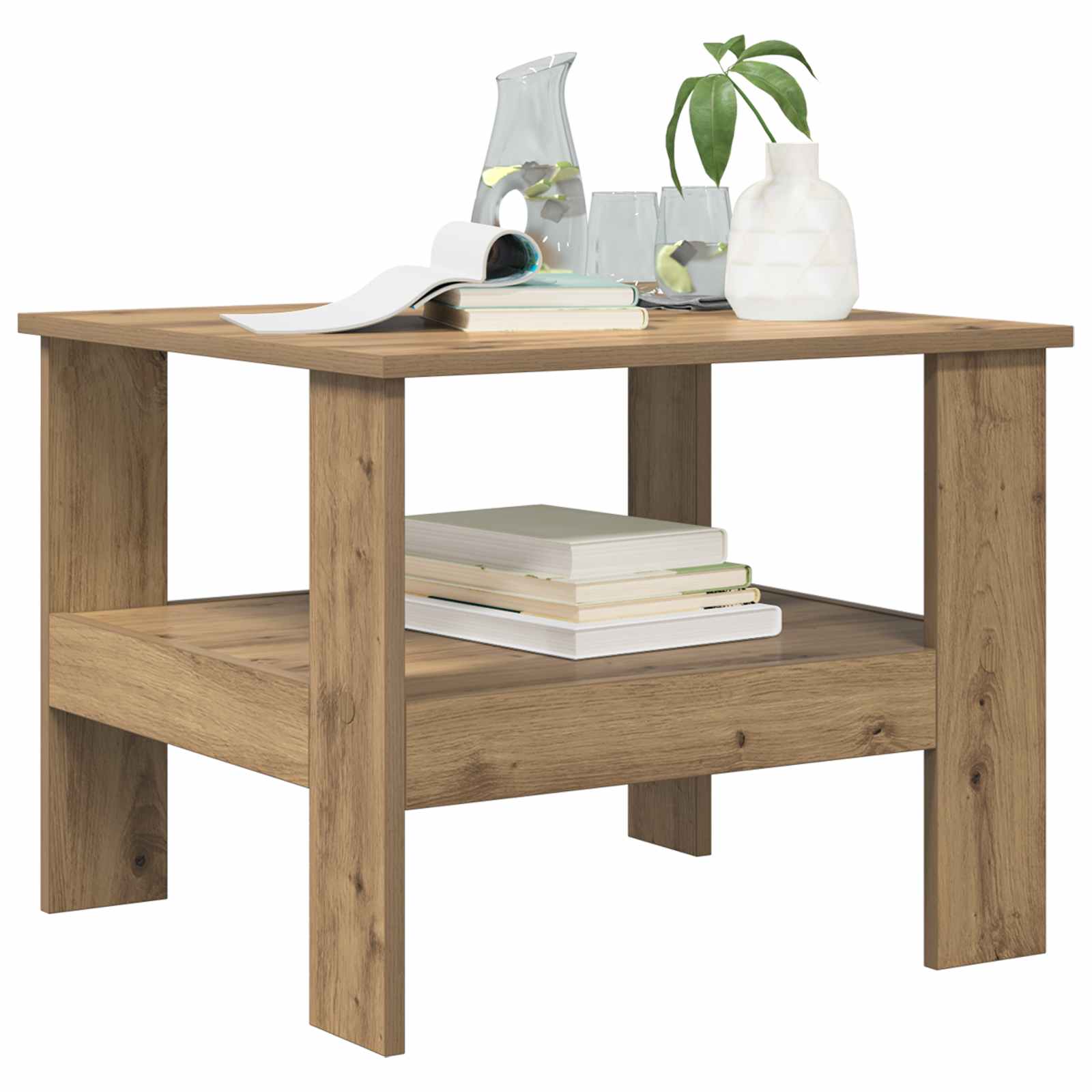 Salontafel Artisan Eiken 57 x 55 x 45 cm Bewerkt hout is nu te koop bij PeponiXL, paradijselijk wonen!