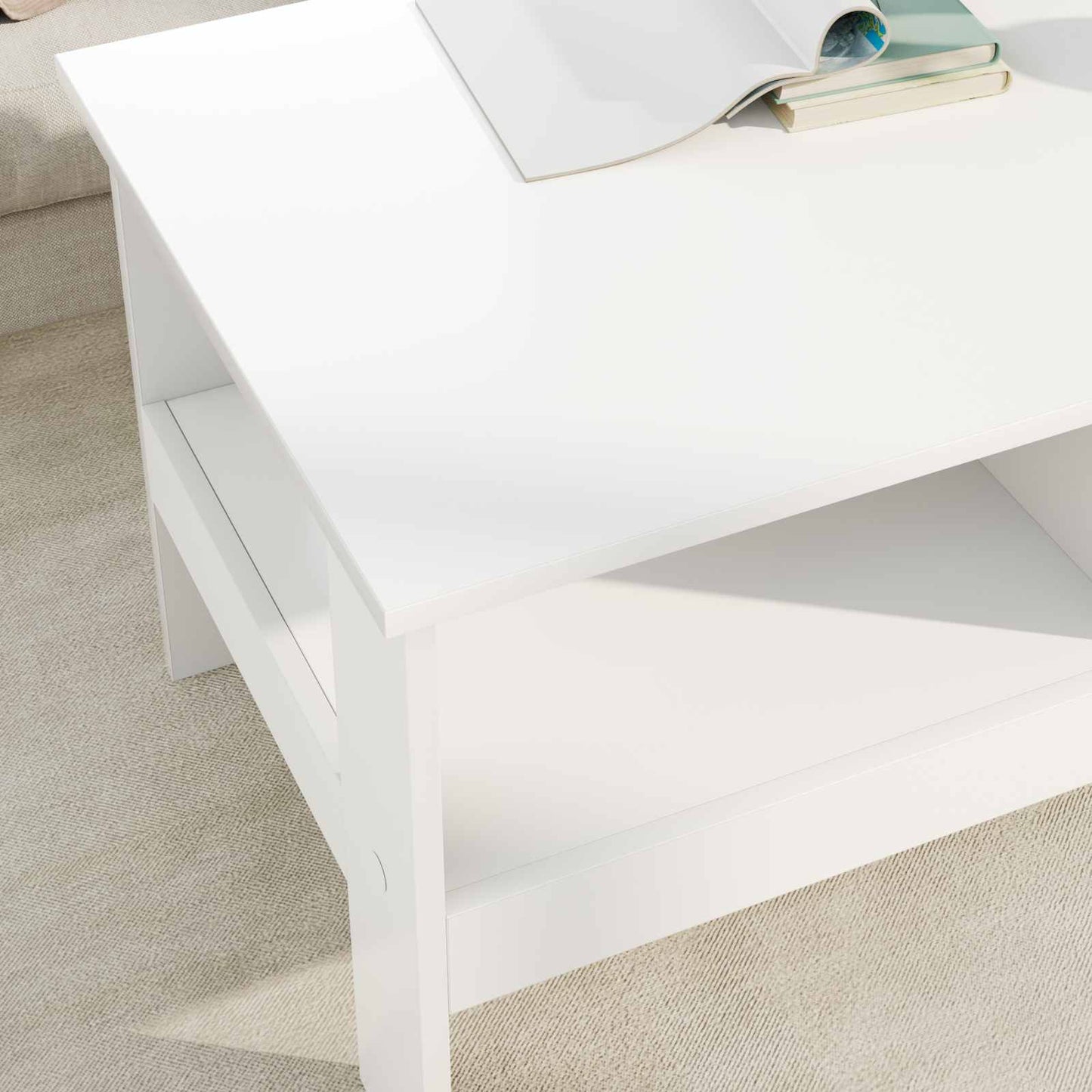 Salontafel Wit 90 x 50 x 45 cm Bewerkt hout is nu te koop bij PeponiXL, paradijselijk wonen!