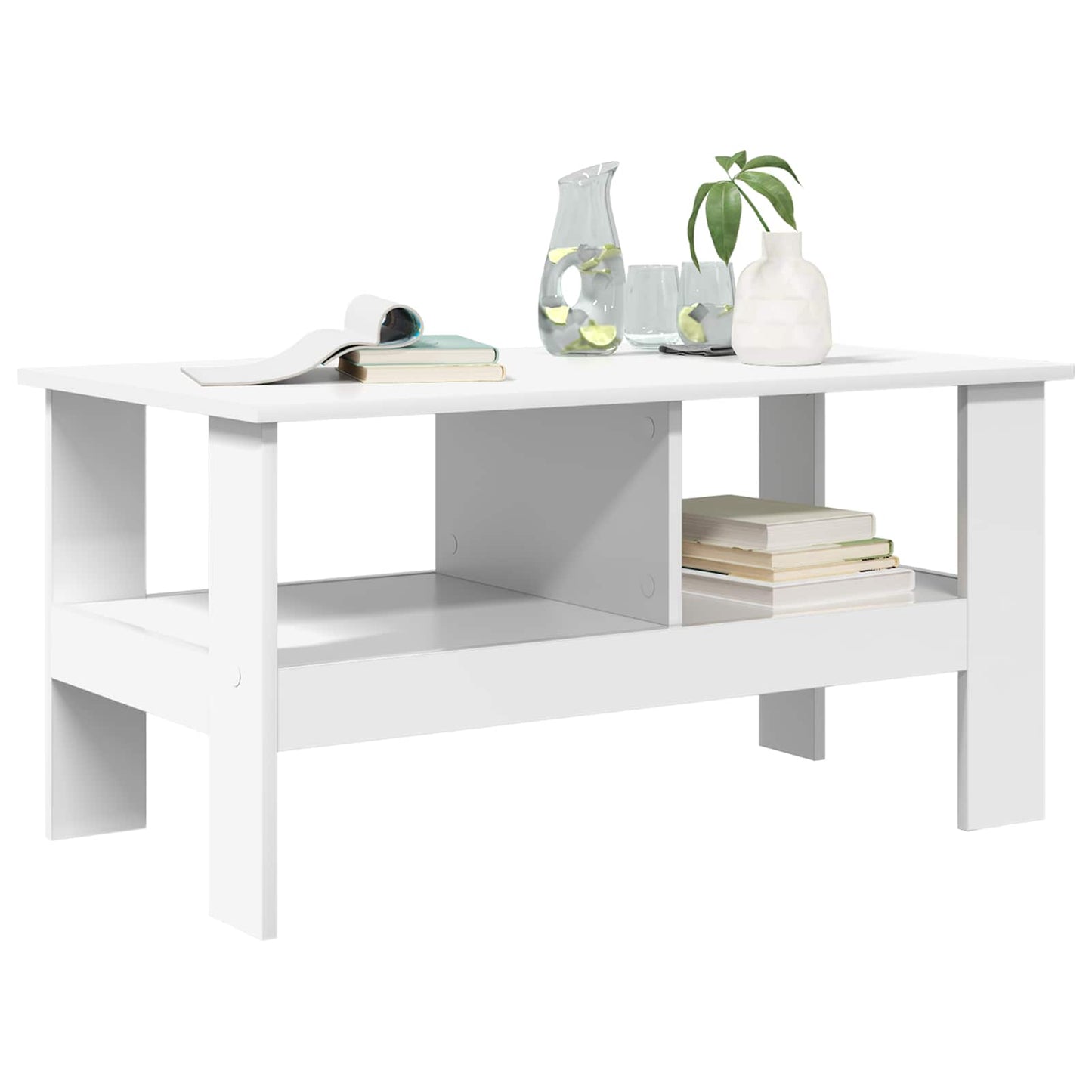 Salontafel Wit 90 x 50 x 45 cm Bewerkt hout is nu te koop bij PeponiXL, paradijselijk wonen!