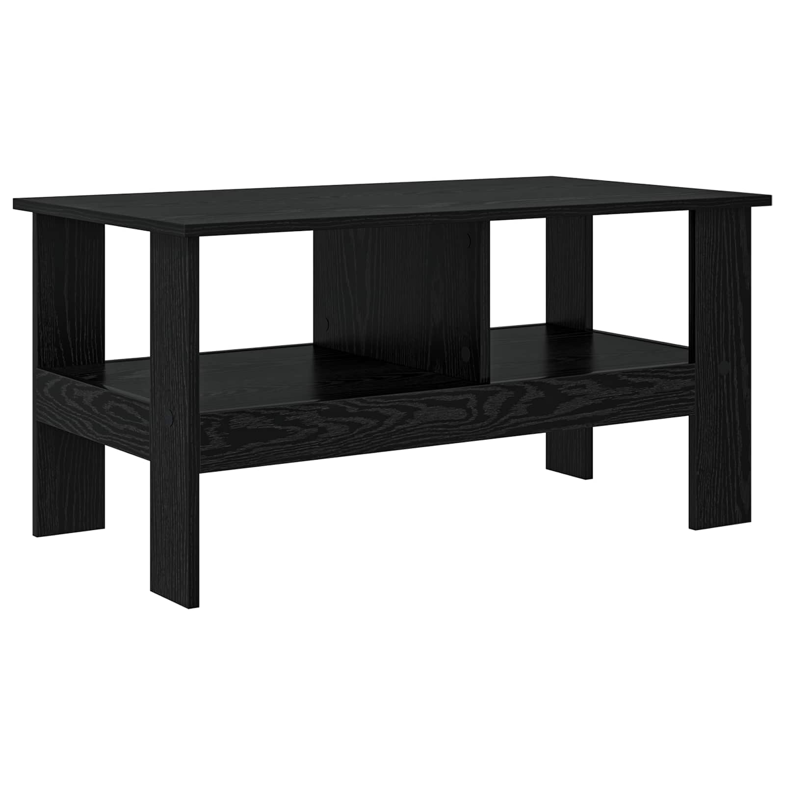 Salontafel Zwart Eiken 90 x 50 x 45 cm Bewerkt hout is nu te koop bij PeponiXL, paradijselijk wonen!