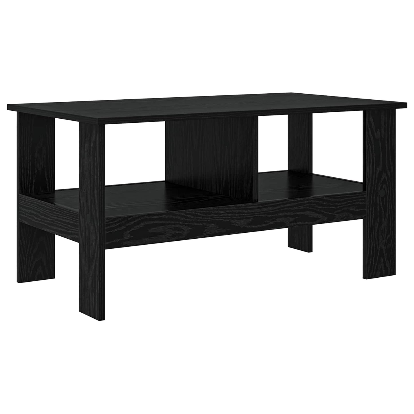 Salontafel Zwart Eiken 90 x 50 x 45 cm Bewerkt hout is nu te koop bij PeponiXL, paradijselijk wonen!