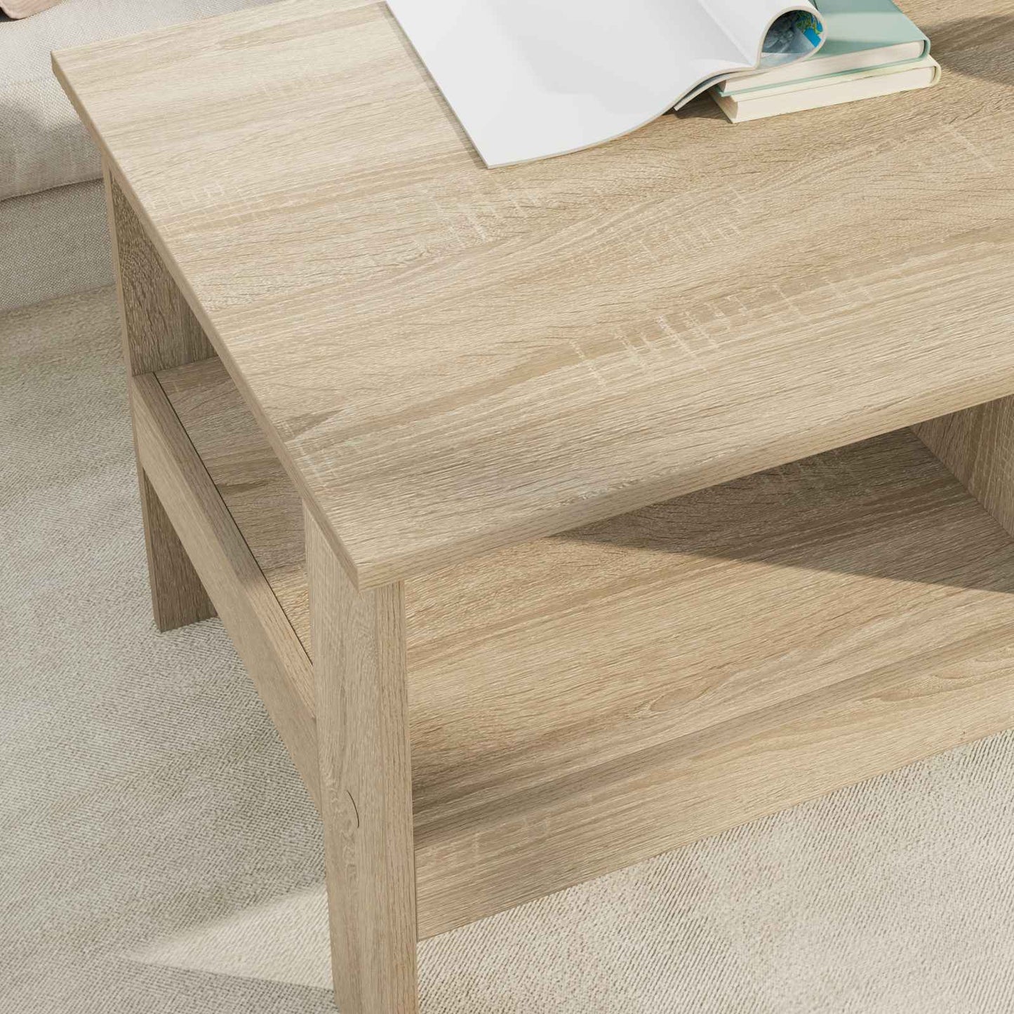 Salontafel Sonoma Eiken 90 x 50 x 45 cm Bewerkt hout is nu te koop bij PeponiXL, paradijselijk wonen!