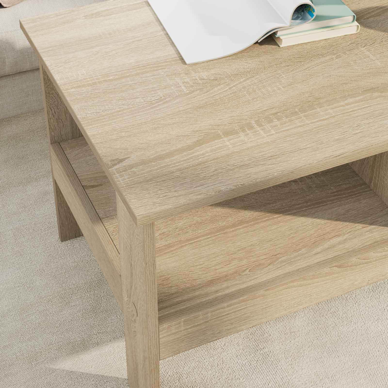 Salontafel Sonoma Eiken 90 x 50 x 45 cm Bewerkt hout is nu te koop bij PeponiXL, paradijselijk wonen!