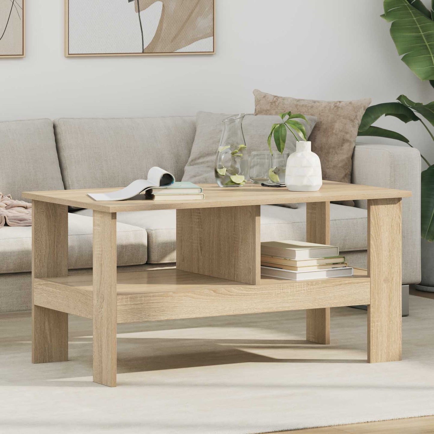 Salontafel Sonoma Eiken 90 x 50 x 45 cm Bewerkt hout is nu te koop bij PeponiXL, paradijselijk wonen!
