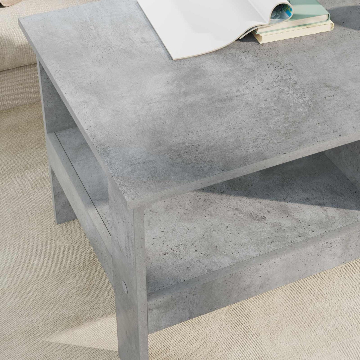 Salontafel Beton Grijs 90 x 50 x 45 cm Bewerkt hout is nu te koop bij PeponiXL, paradijselijk wonen!