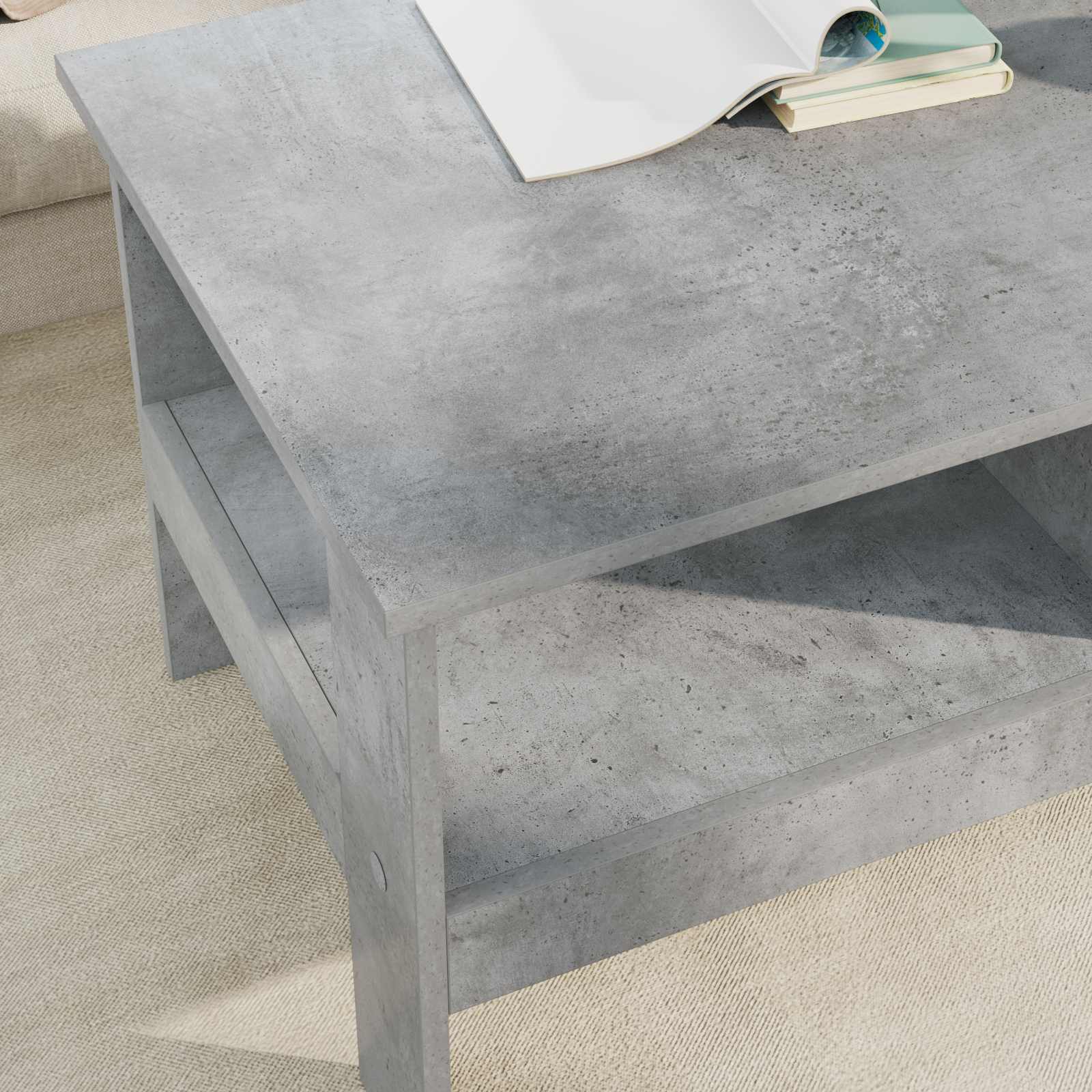 Salontafel Beton Grijs 90 x 50 x 45 cm Bewerkt hout is nu te koop bij PeponiXL, paradijselijk wonen!