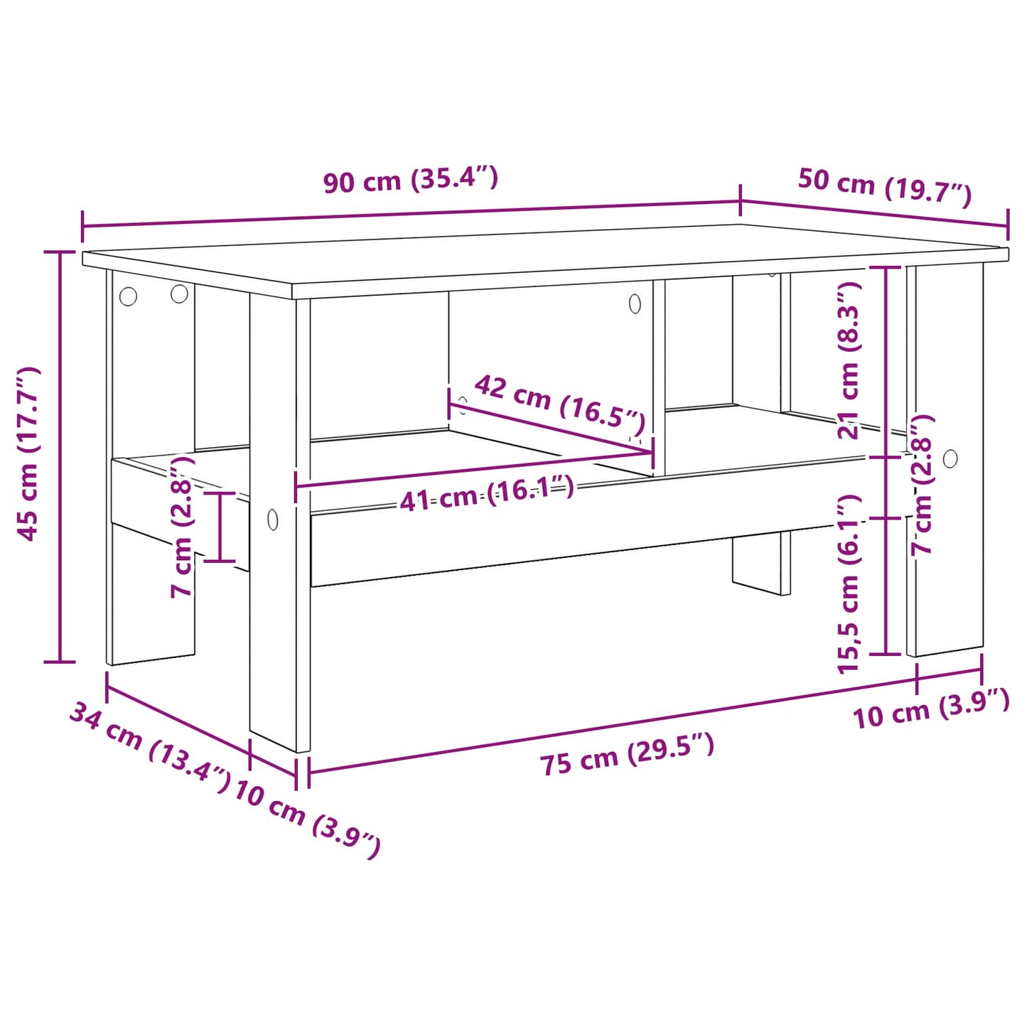Salontafel Beton Grijs 90 x 50 x 45 cm Bewerkt hout is nu te koop bij PeponiXL, paradijselijk wonen!
