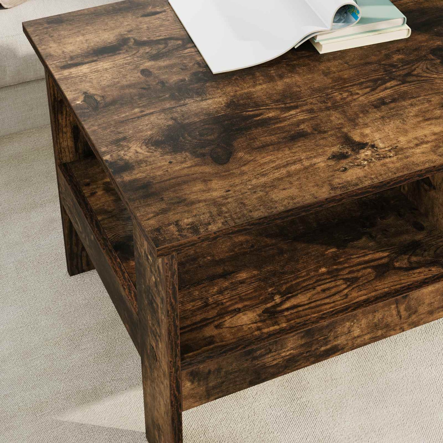 Salontafel Gerookt eiken 90 x 50 x 45 cm Bewerkt hout is nu te koop bij PeponiXL, paradijselijk wonen!