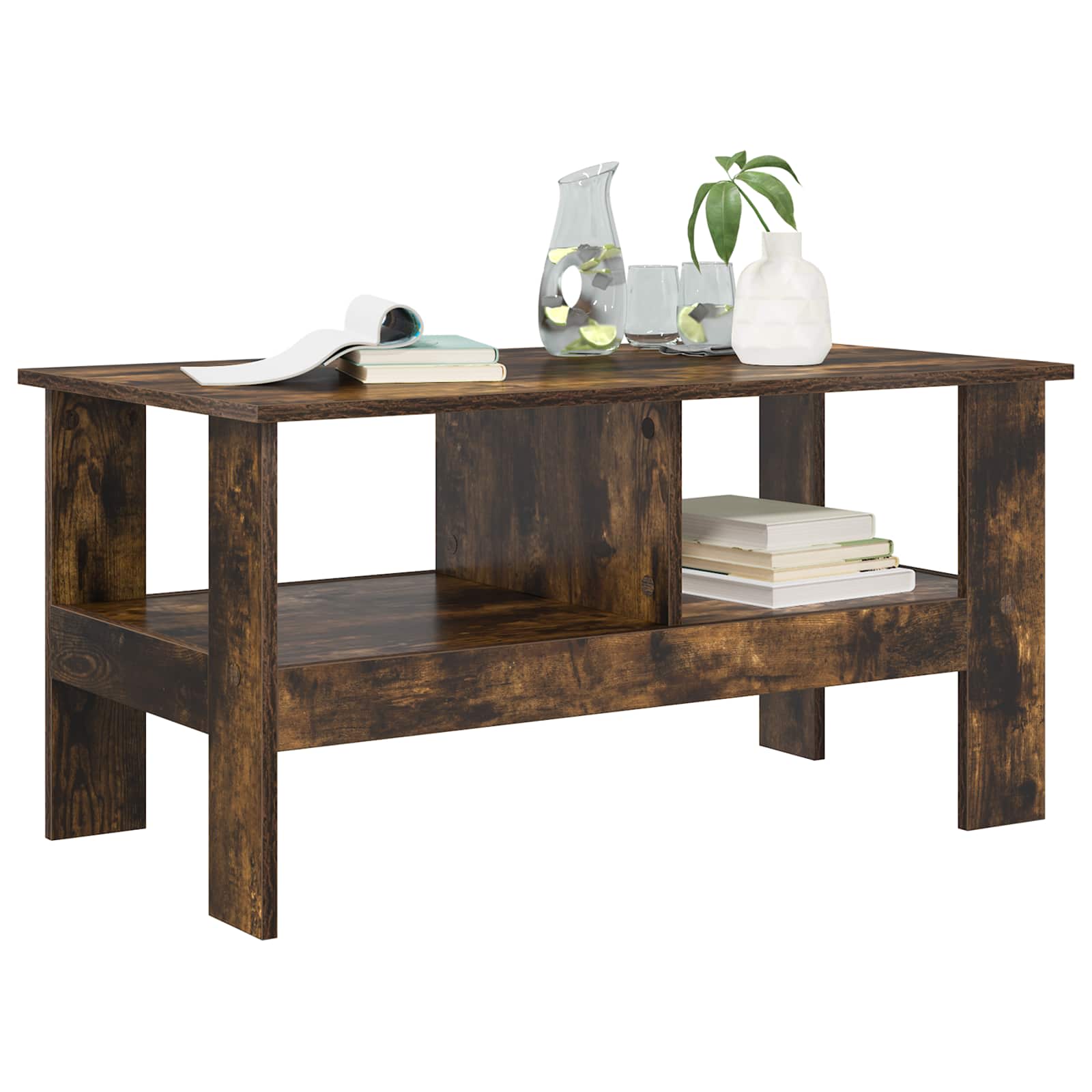 Salontafel Gerookt eiken 90 x 50 x 45 cm Bewerkt hout is nu te koop bij PeponiXL, paradijselijk wonen!