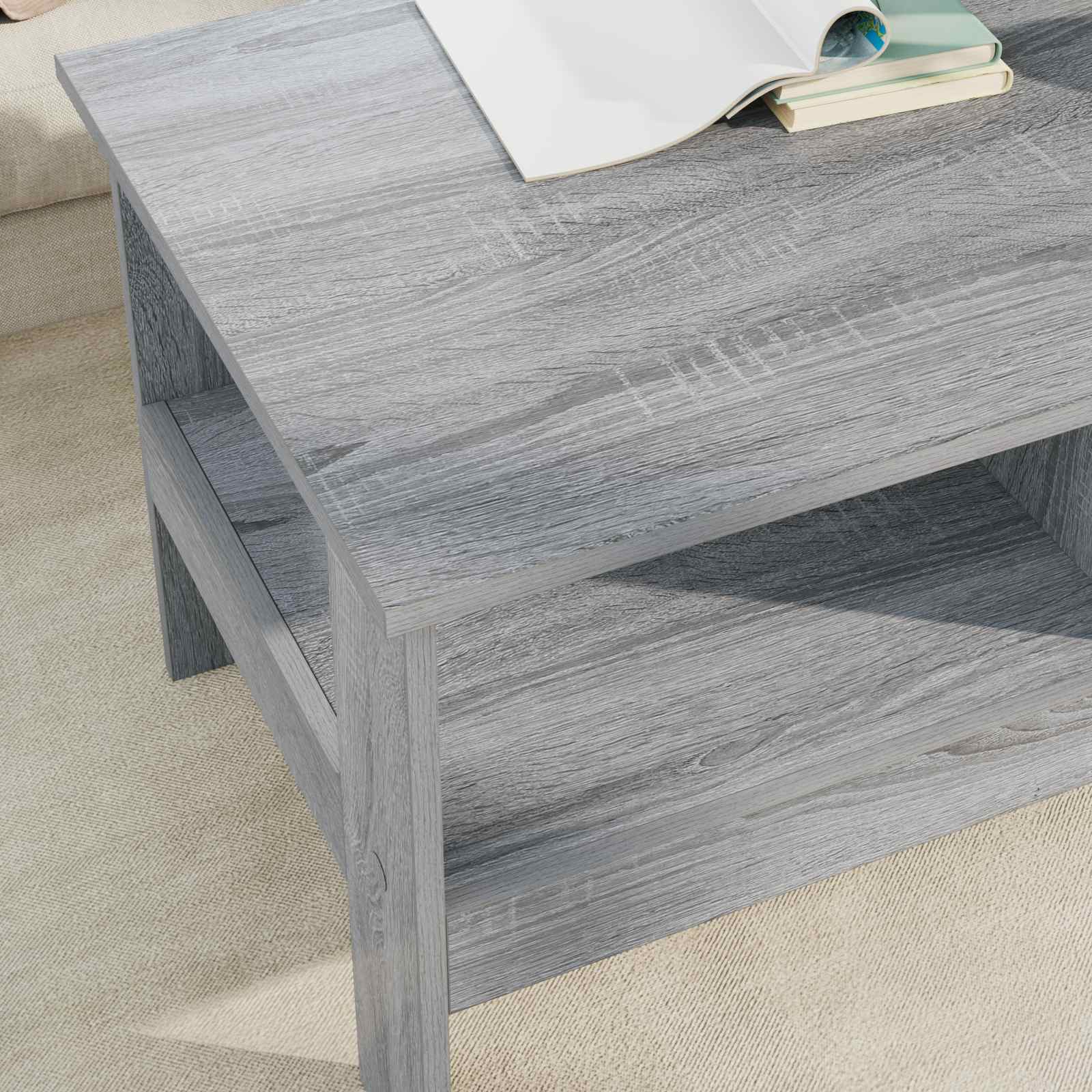 Salontafel Grijs Sonoma 90 x 50 x 45 cm Bewerkt hout is nu te koop bij PeponiXL, paradijselijk wonen!