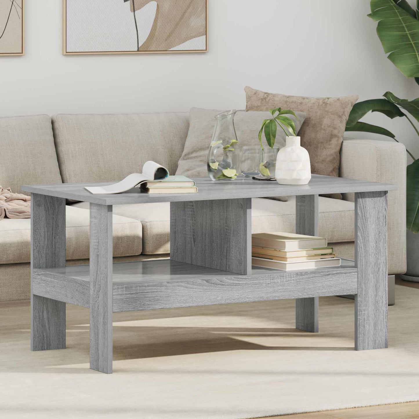 Salontafel Grijs Sonoma 90 x 50 x 45 cm Bewerkt hout is nu te koop bij PeponiXL, paradijselijk wonen!