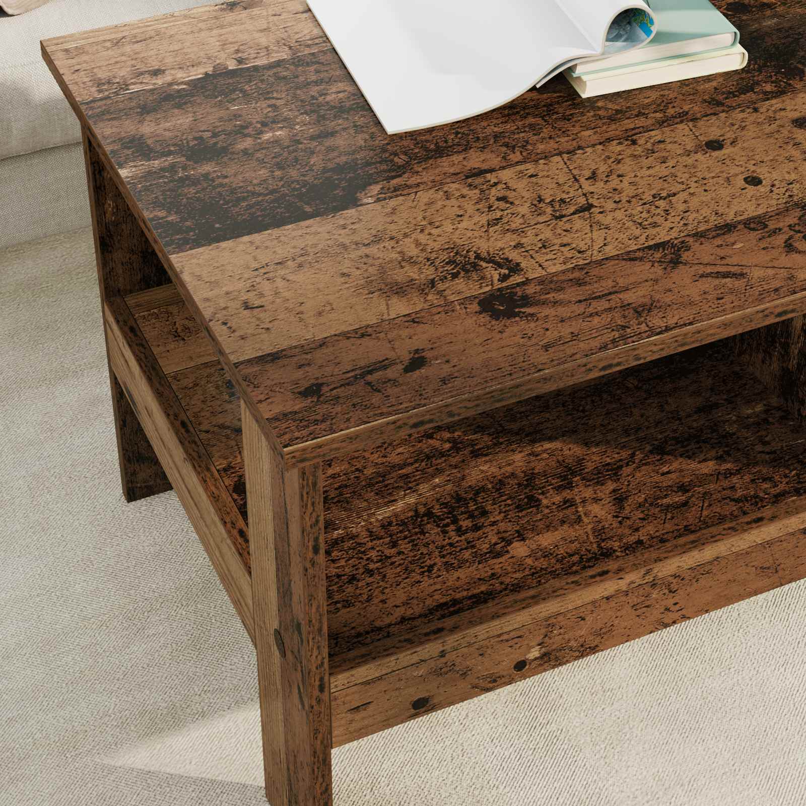Salontafel Oudhout 90 x 50 x 45 cm Bewerkt hout is nu te koop bij PeponiXL, paradijselijk wonen!