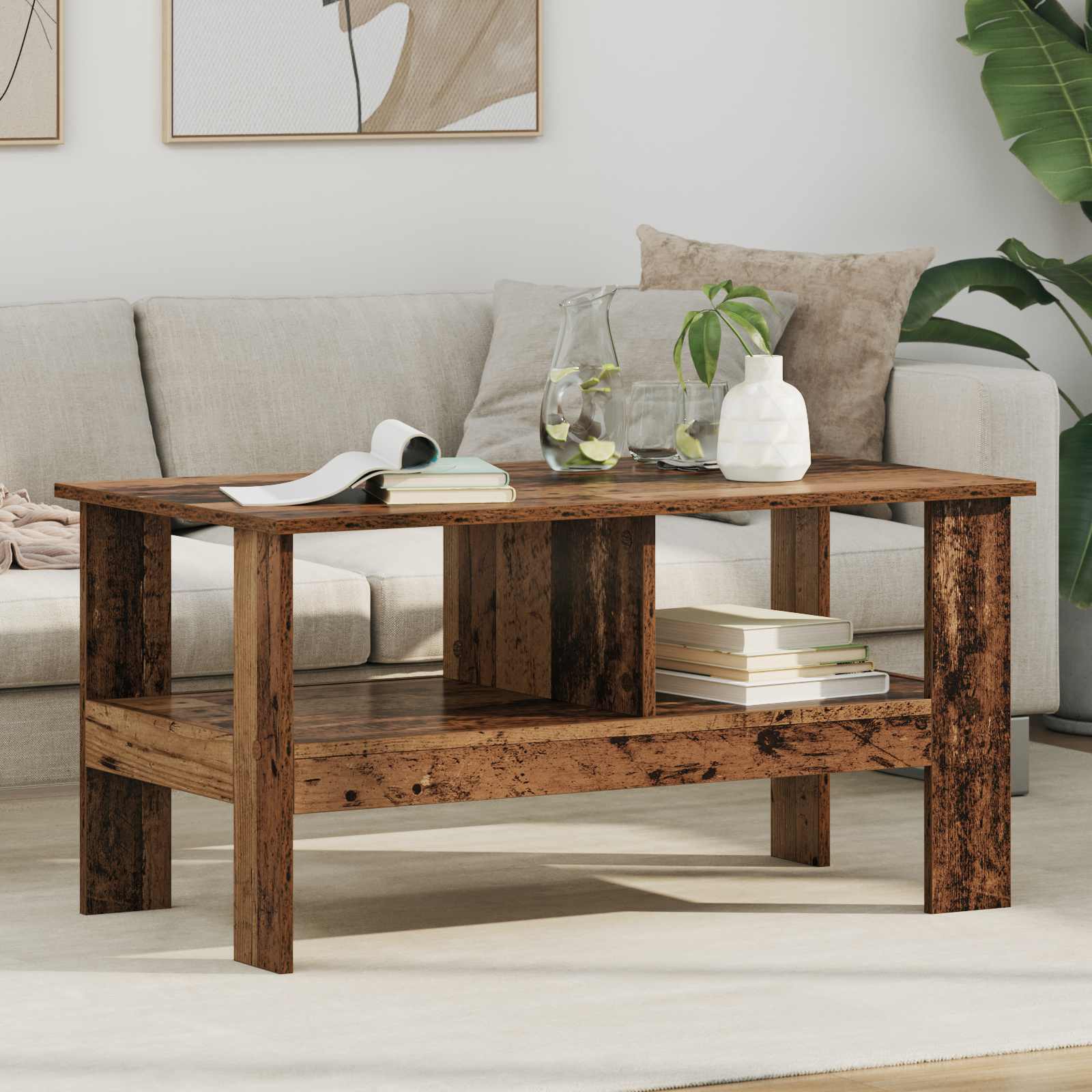 Salontafel Oudhout 90 x 50 x 45 cm Bewerkt hout is nu te koop bij PeponiXL, paradijselijk wonen!